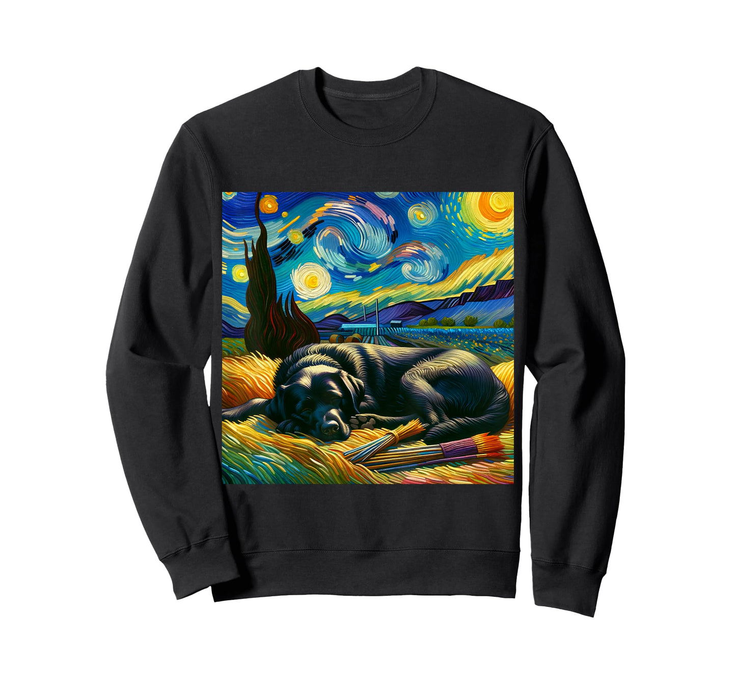 Black Labrador Starry Night Shirt Vincent Van Gogh Lab Mom T-Shirt