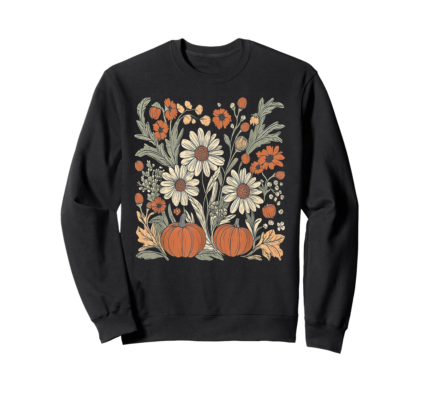Wildflower Pumpkin Season Autumn Fall Leaves Thanksgiving T-Shirt