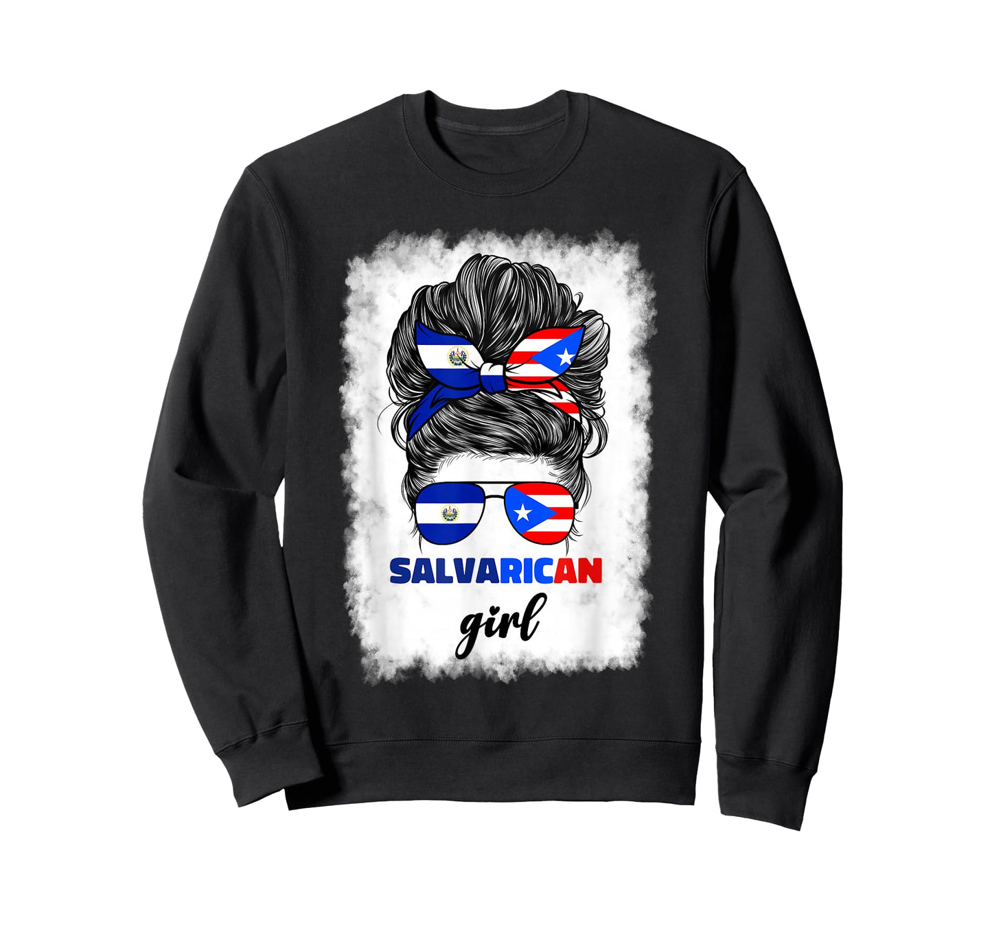 Half Salvadorian And Puerto Rican Rico El Salvador Flag Gril T-Shirt