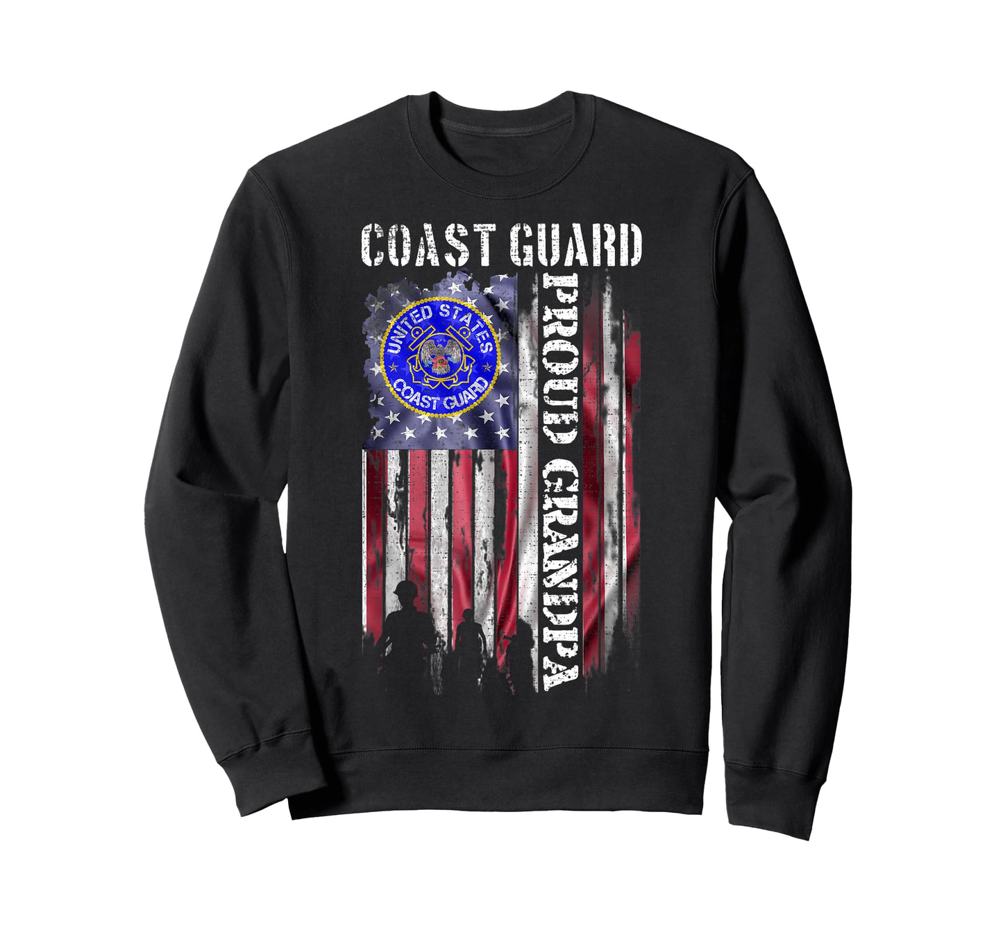 Vintage USA American Flag US Coast Guard Proud Grandpa Funny T-Shirt