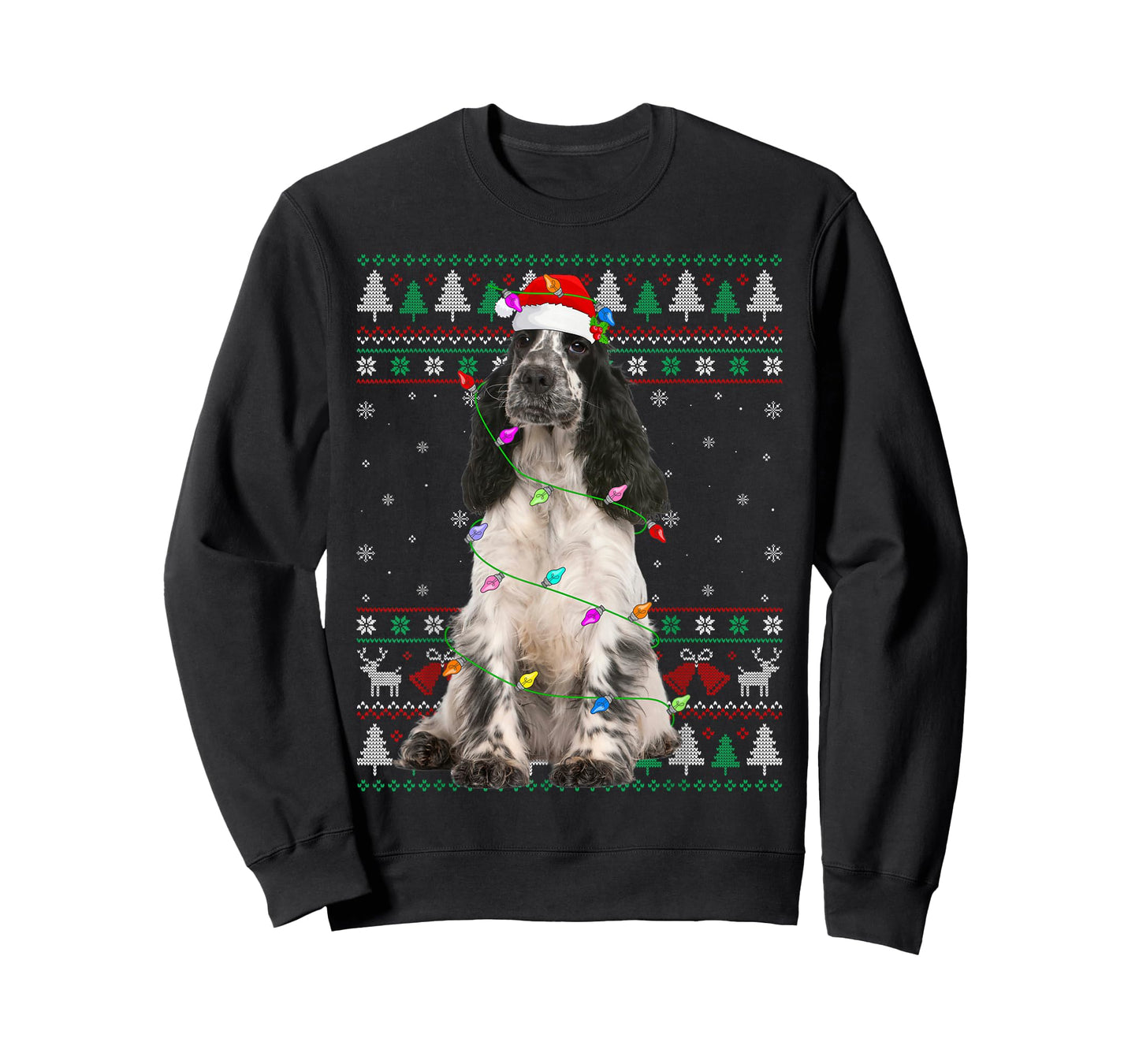 English Springer Spaniel Dog Christmas Ugly Sweater Dog Xmas T-Shirt