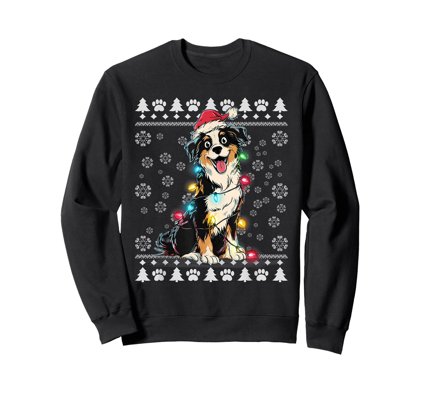 Australian Shepherd Christmas Ugly Sweater Funny Dog Xmas T-Shirt
