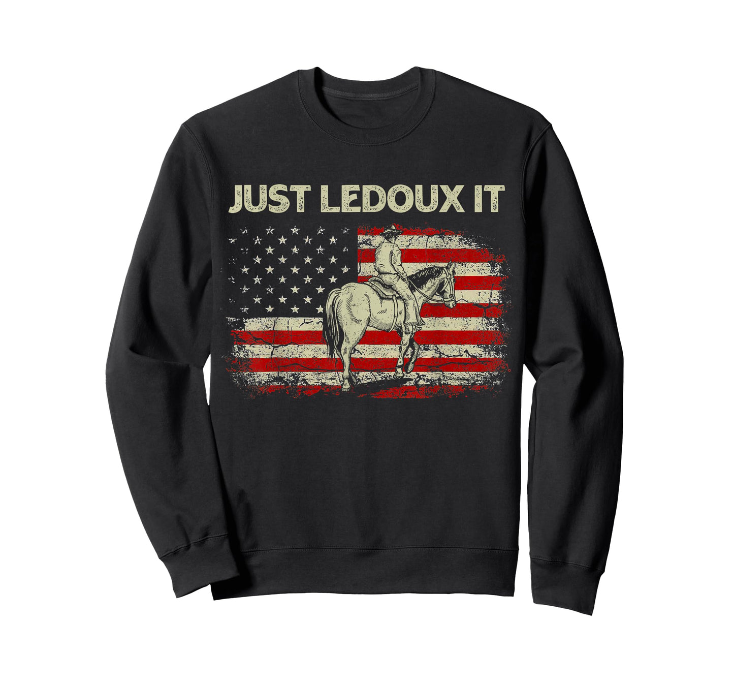 Just Ledoux It Cowboy Whiskey Wine Lover Vintage USA Flag T-Shirt