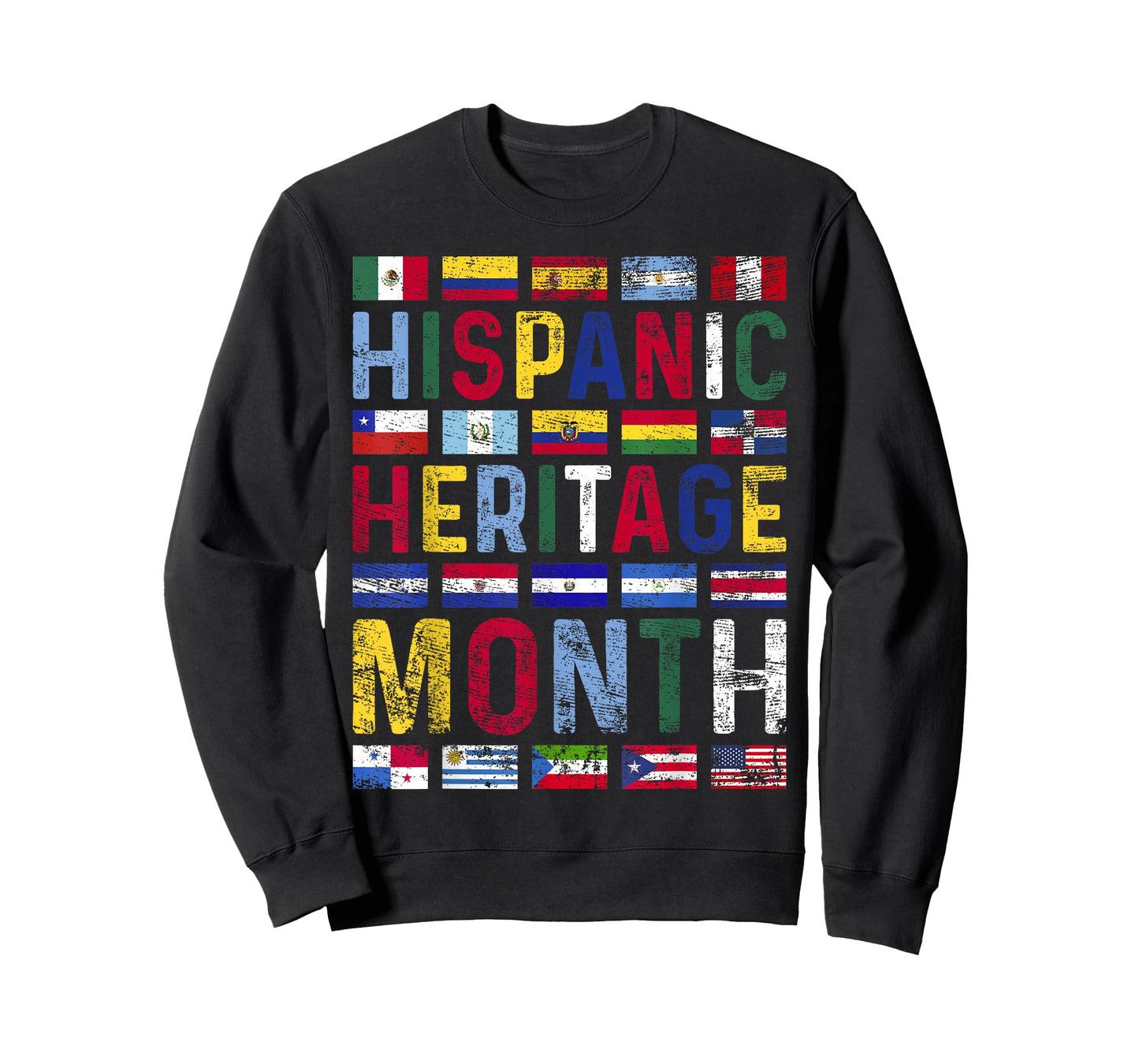 Hispanic Heritage Month Vintage Latino Countries Flags T-Shirt