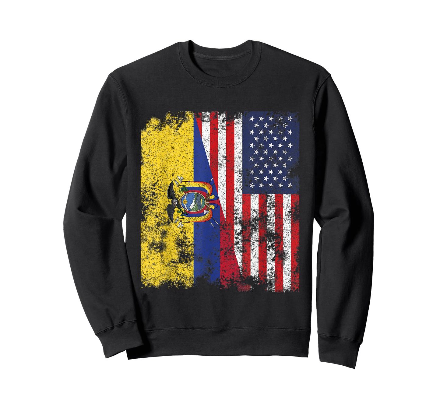 Ecuador USA Flag Distressed - Half American Women Kids Men T-Shirt