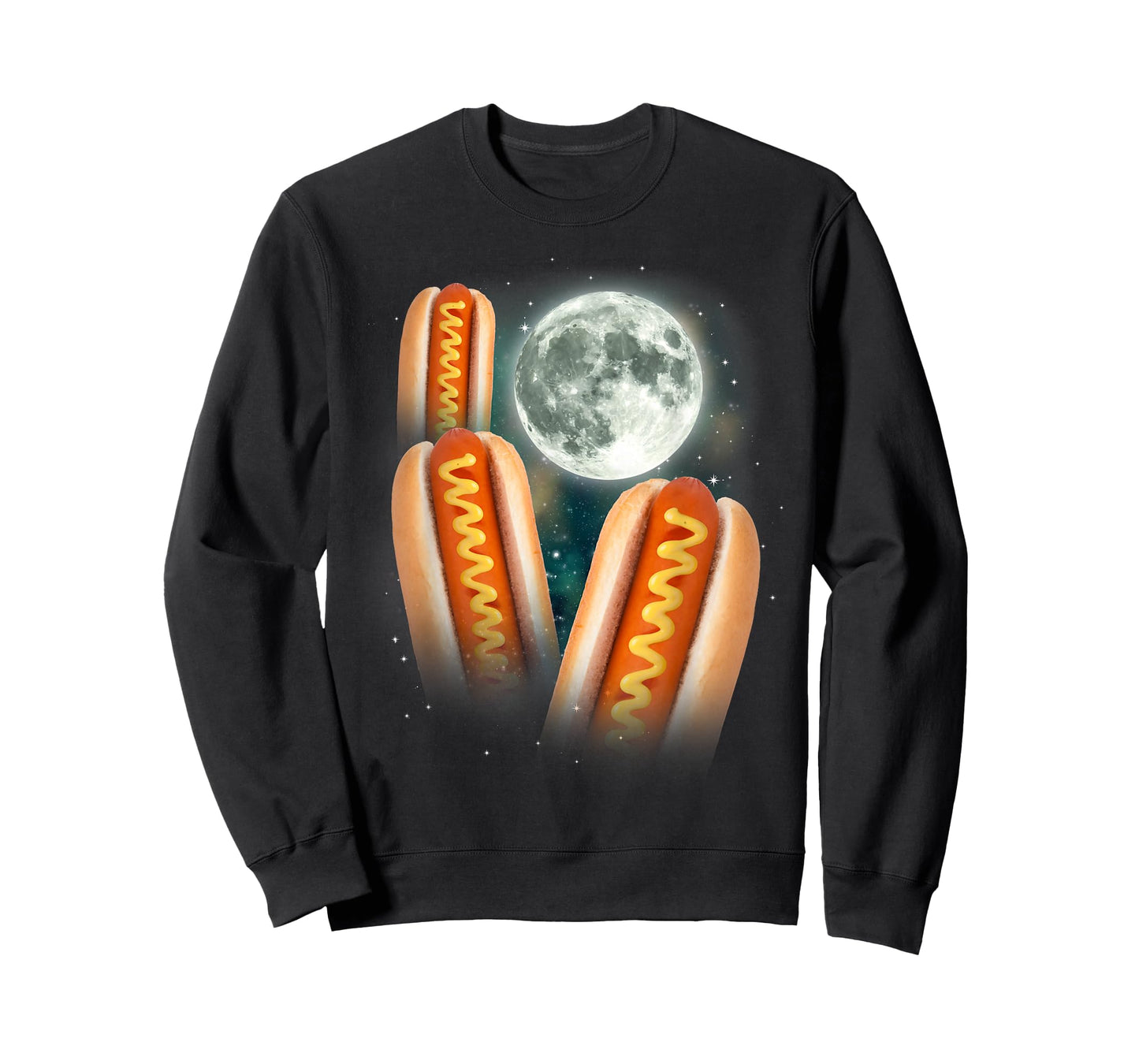 Three Glizzy Moon | Funny 3 Howling Hotdogs Cursed Meme T-Shirt