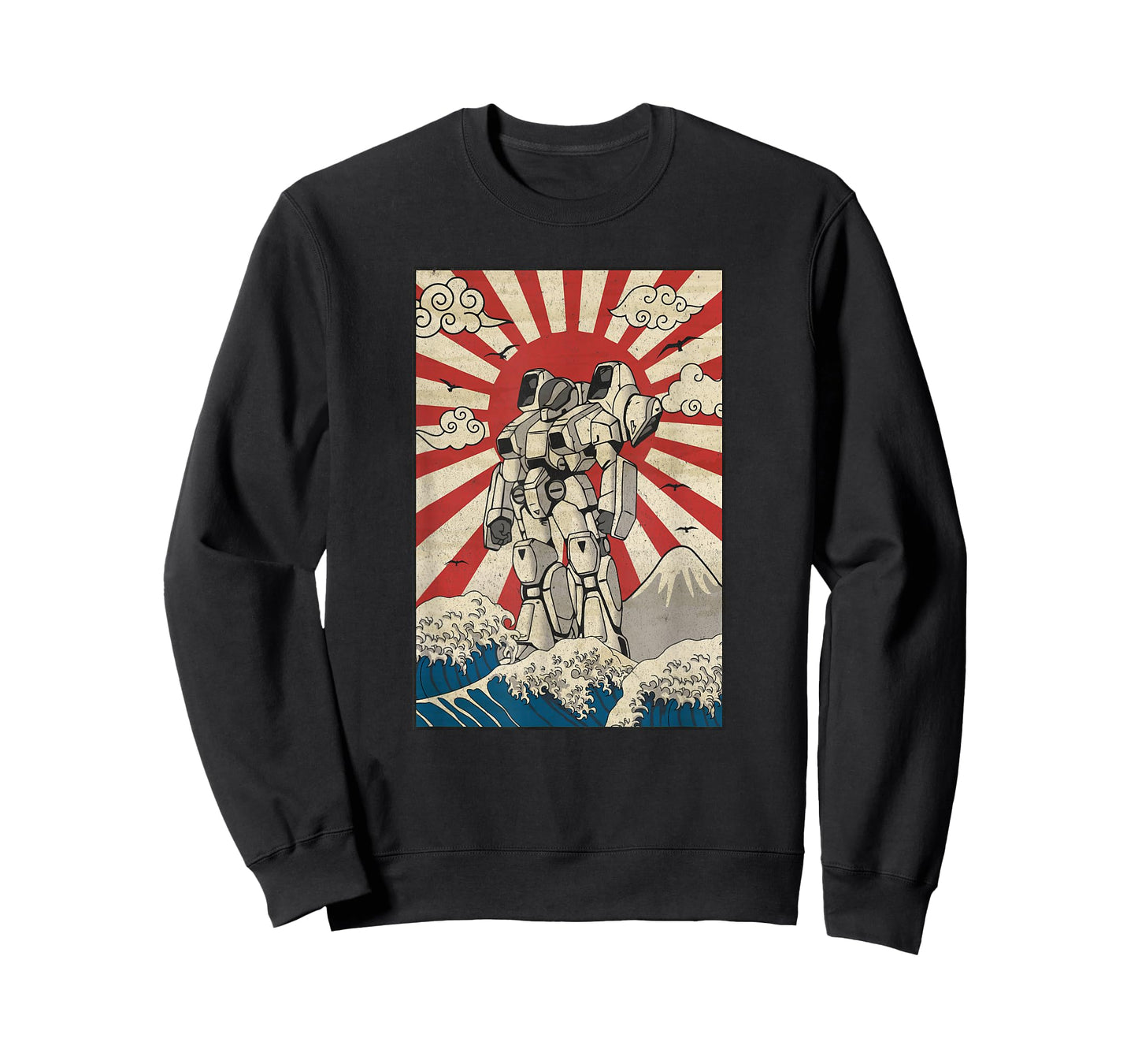Japanese Mecha Anime Robot Kanagawa Great Wave Manga T-Shirt