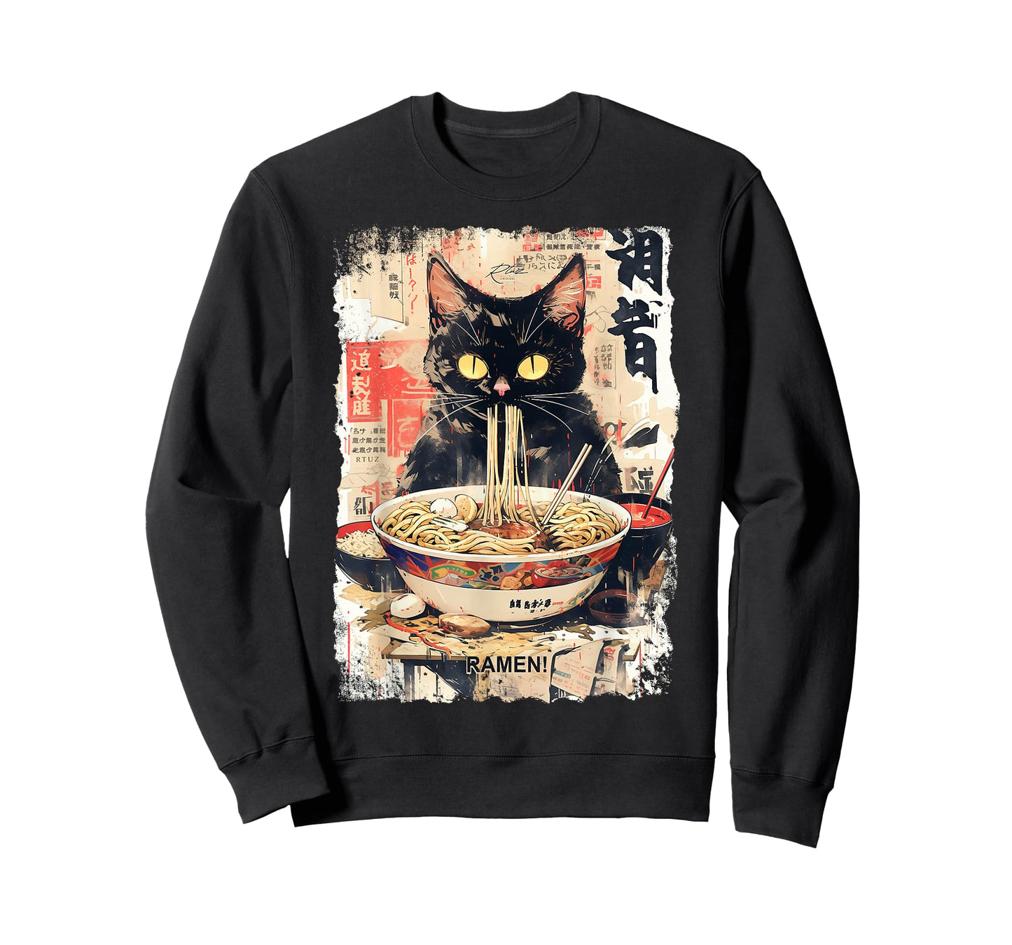 Ramen Noodles Cat Japan Y2K Kawaii Retro Cats Manga Anime T-Shirt