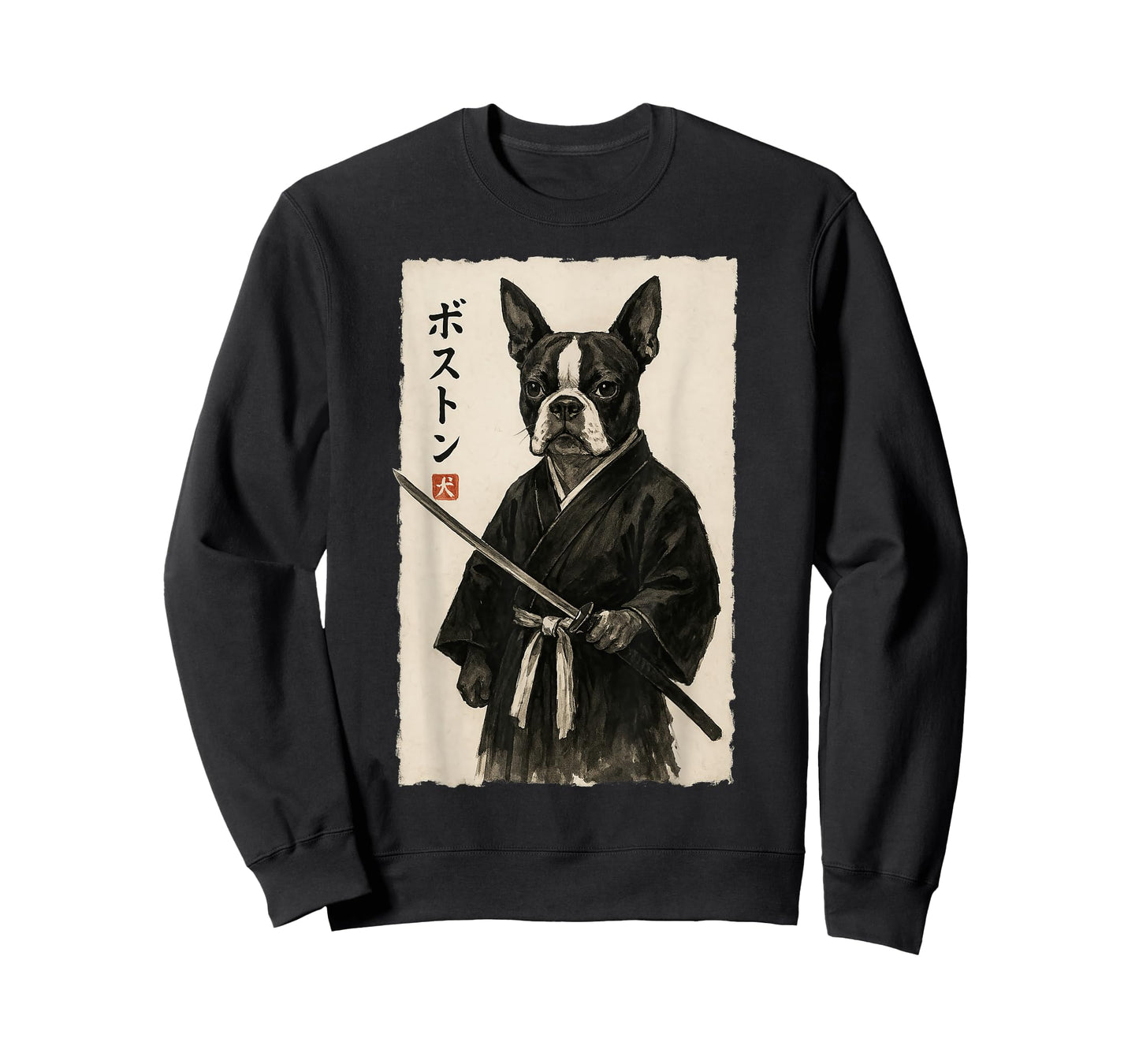 Boston Terrier Samurai Warrior Japanese Ukiyo-e Style Dog T-Shirt for Men Women