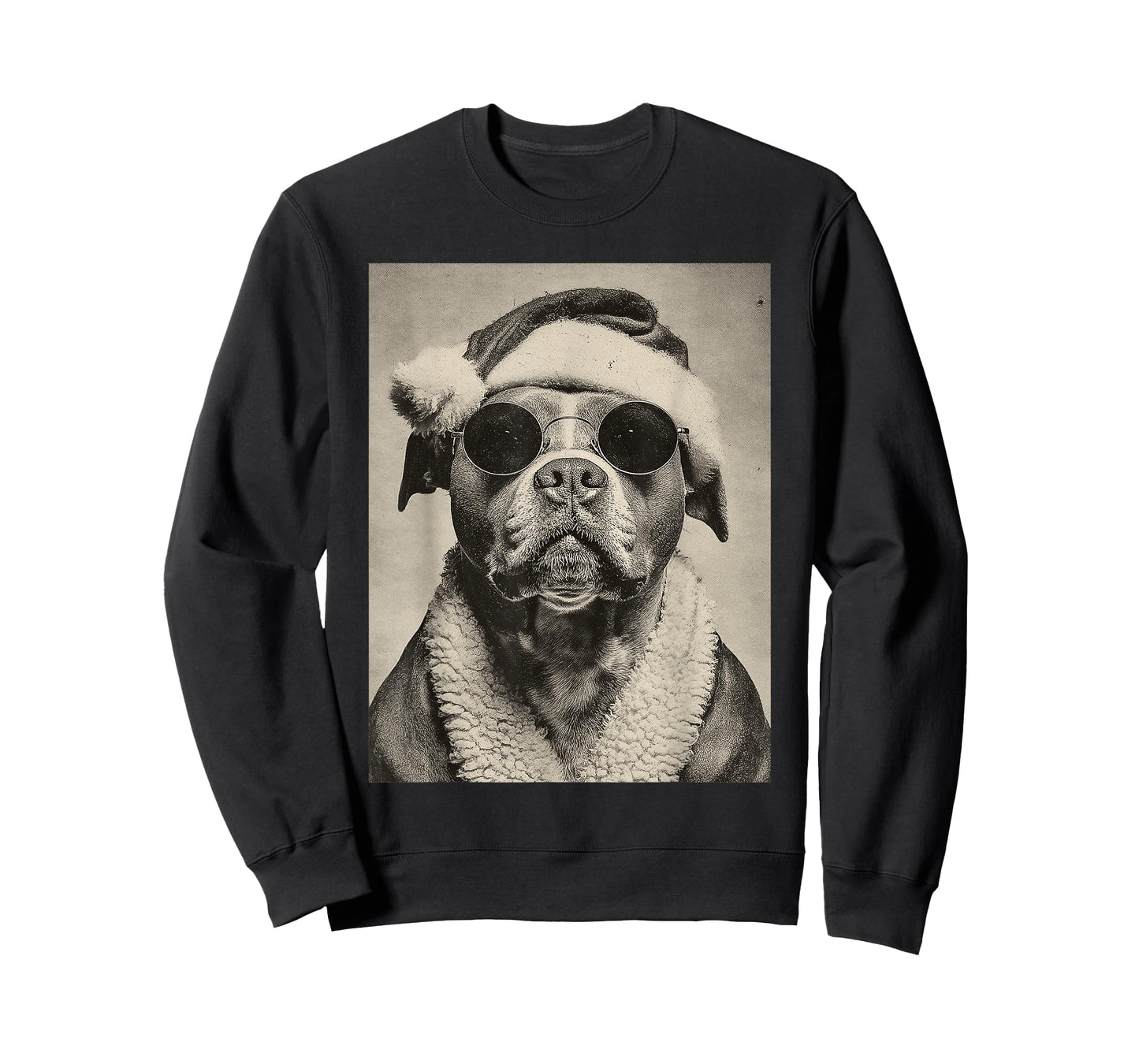 Funny Pit Bull with Sunglasses Retro Christmas Festive Dog T-Shirt