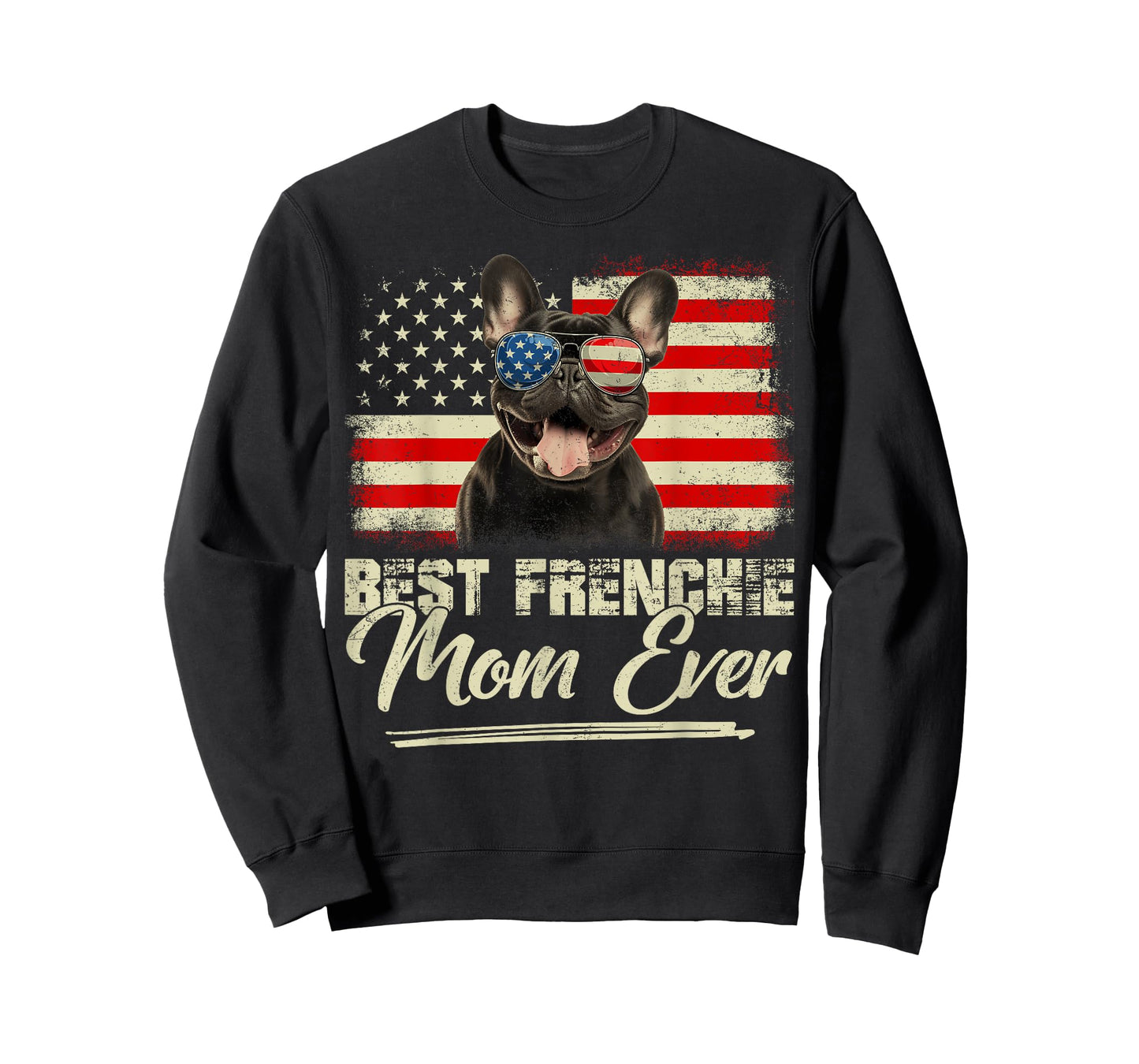 Retro Best Frenchie Mom Ever Mommy USA Flag Mothers Day T-Shirt
