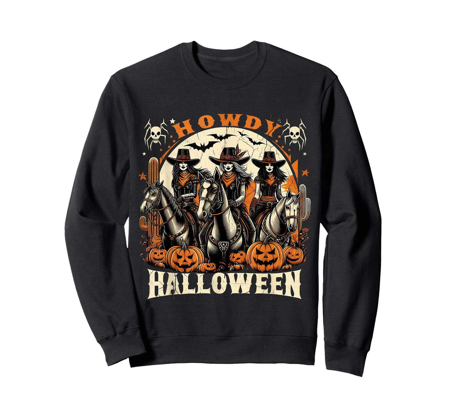 Howdy Halloween Western Cowgirls Spooky Pumpkins T-Shirt