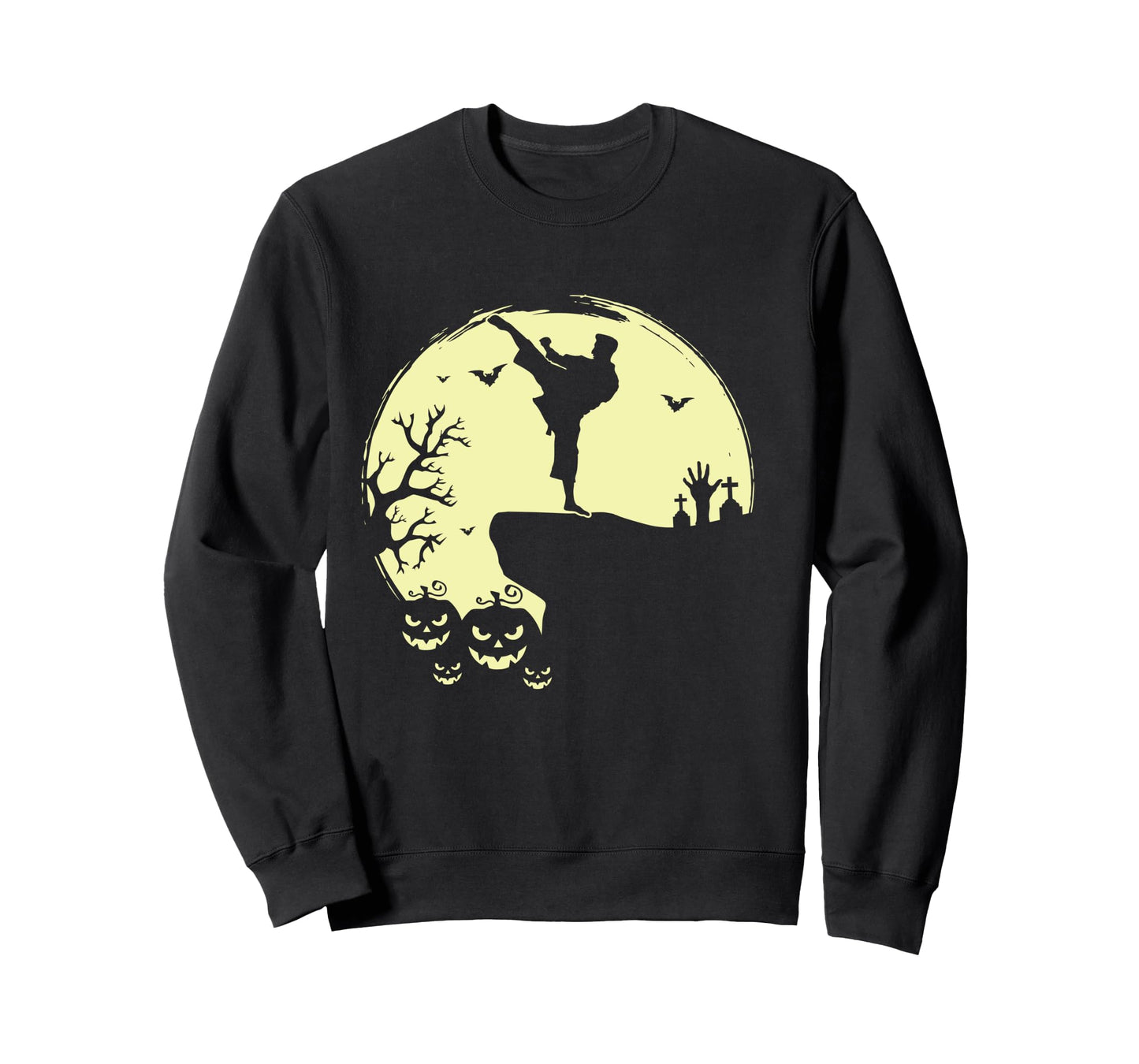 Scary Halloween Taekwondo Martial Arts Tae Kwon Do Full Moon Long Sleeve T-Shirt