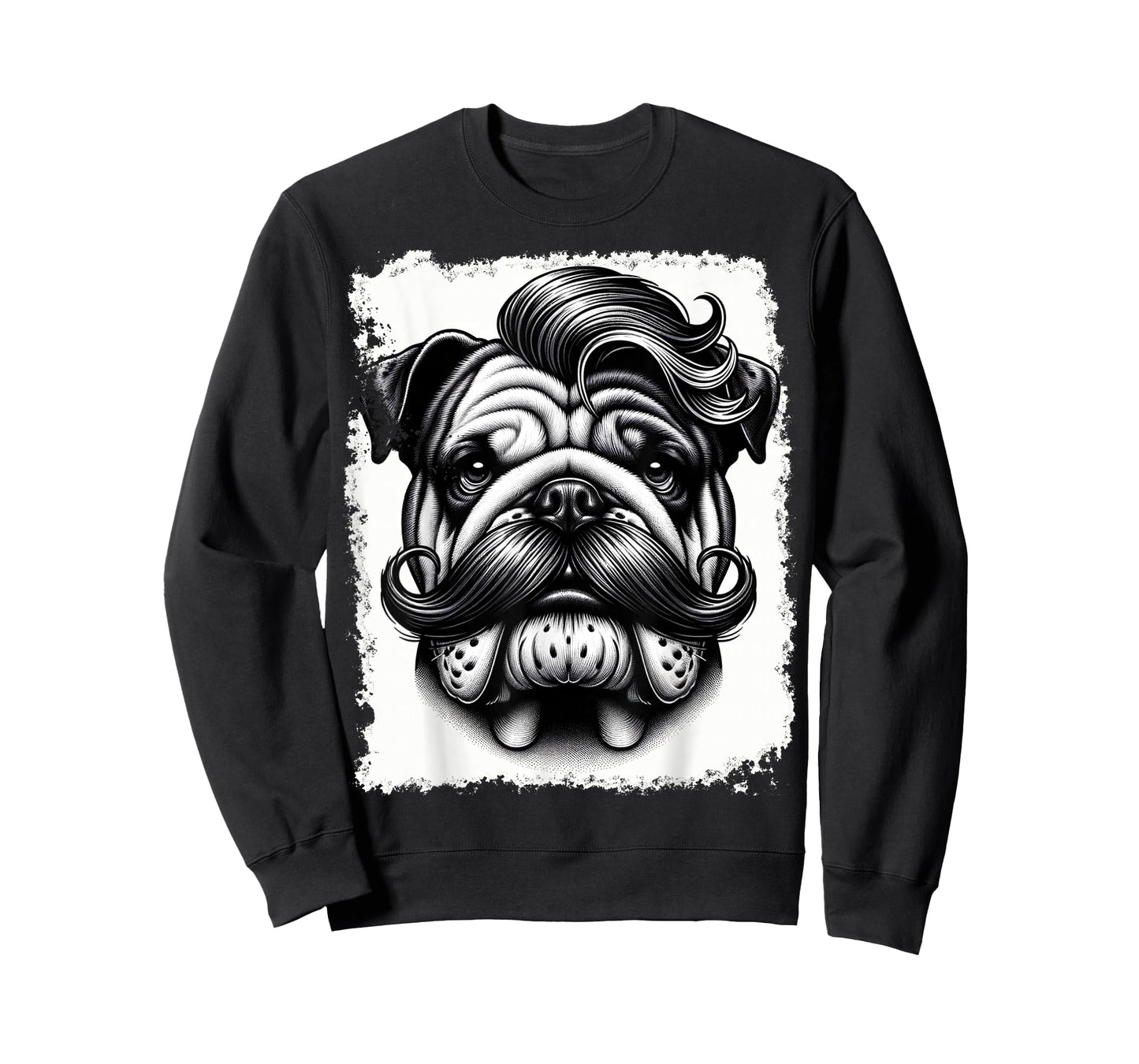 English Bulldog Party Dog with Mustache and Mullet T-Shirt