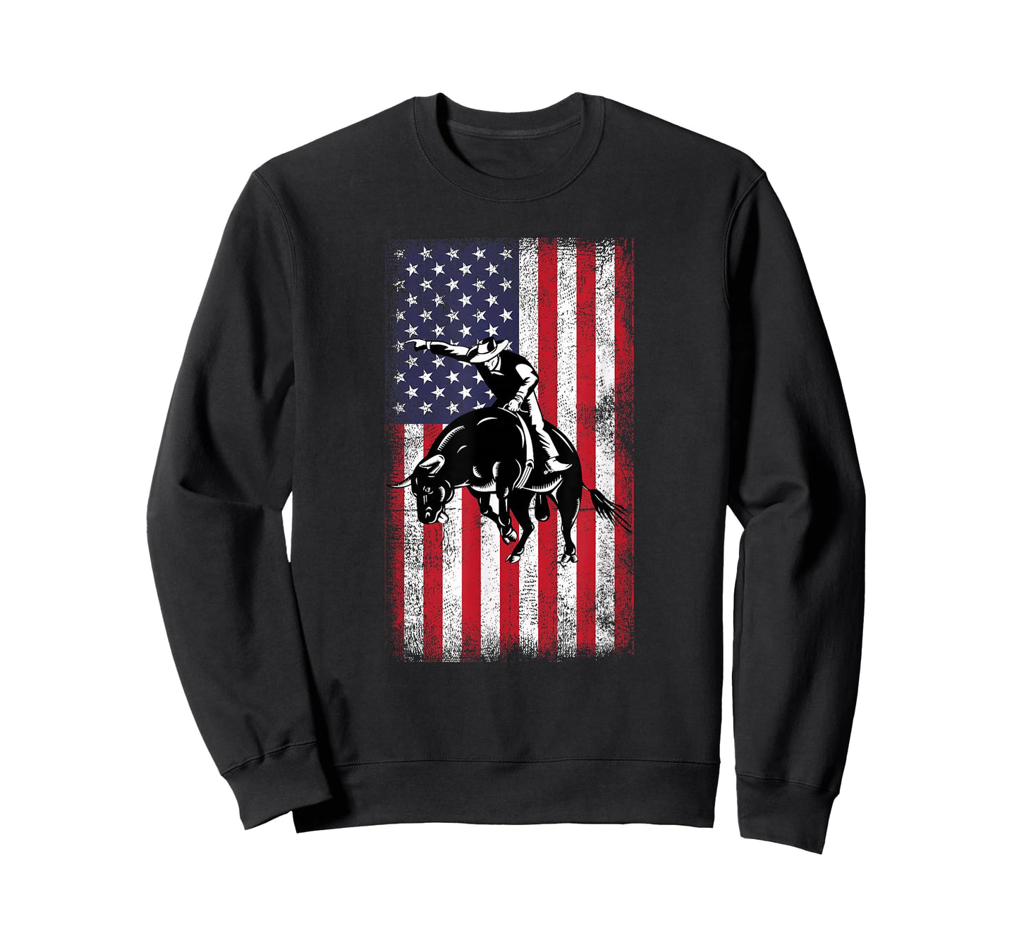 Rodeo Bull Rider Cowboys Patriotic American Flag Vintage T-Shirt
