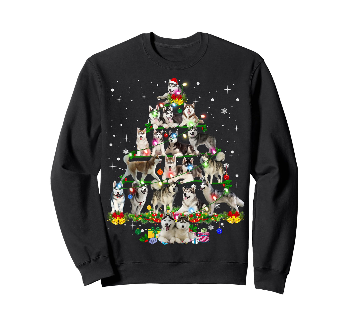 Funny Siberian Husky Christmas Tree Xmas Dog Dad Mom T-Shirt