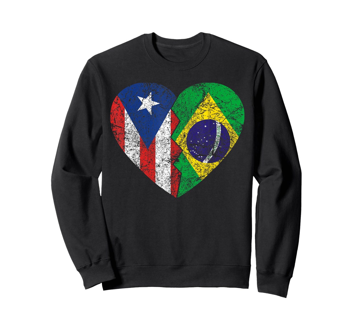 Brazilian Puerto Rican Flags Heart | Puerto Rico Brazil T-Shirt