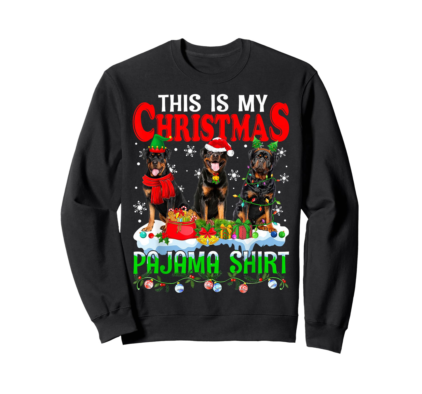 This Is My Christmas Pajama Funny Rottweiler Dog Lover T-Shirt