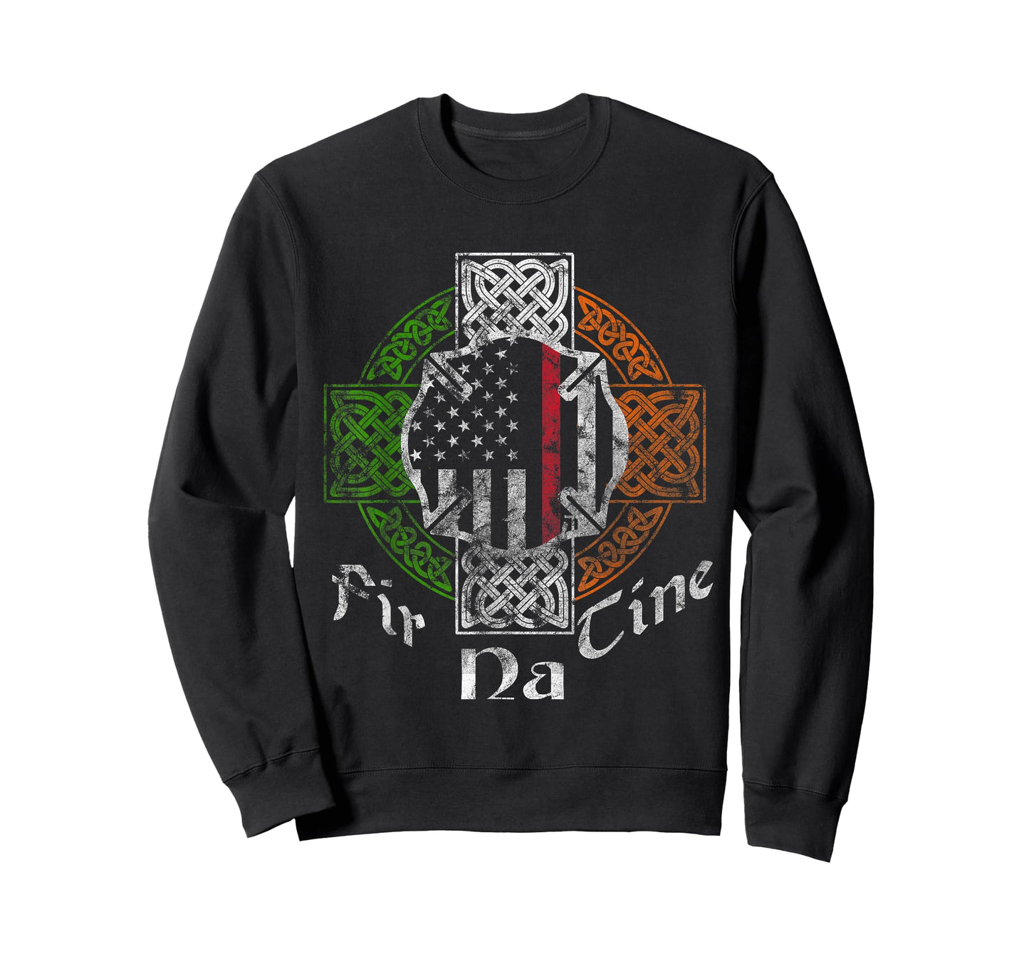 Irish Firefighter Thin Red Line Fir Na Tine Celtic Cross T-Shirt