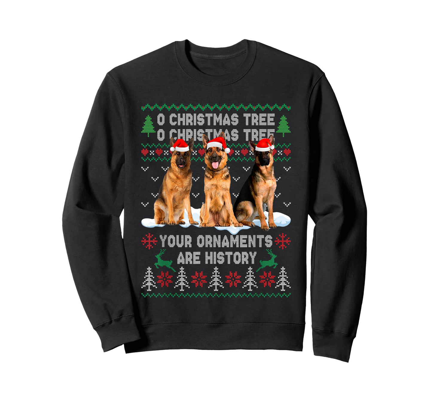 Cute German Shepherd Dog Oh Christmas Tree Ugly Xmas T-Shirt