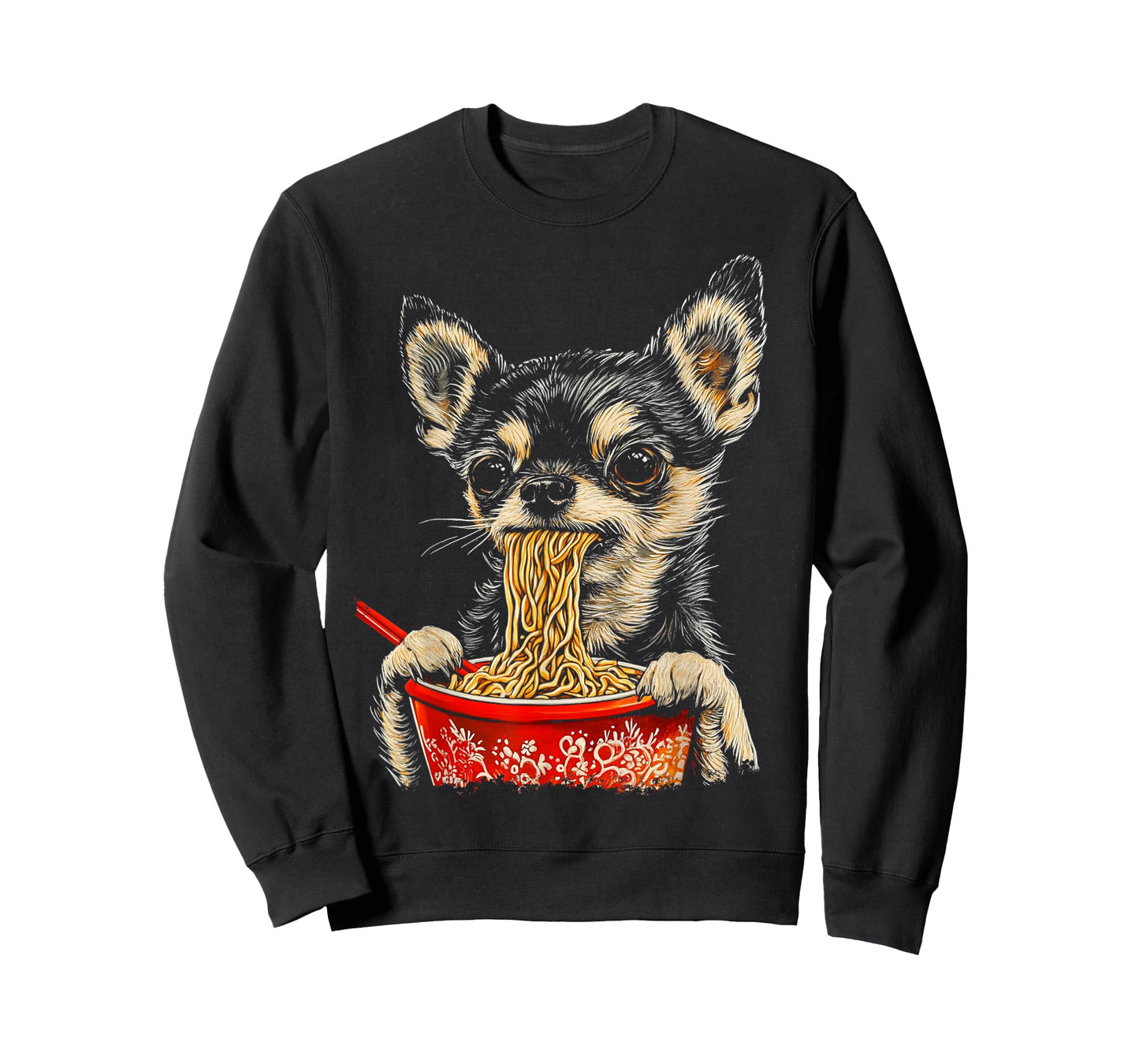 Funny Chihuahua Dog Eating Ramen T-Shirt