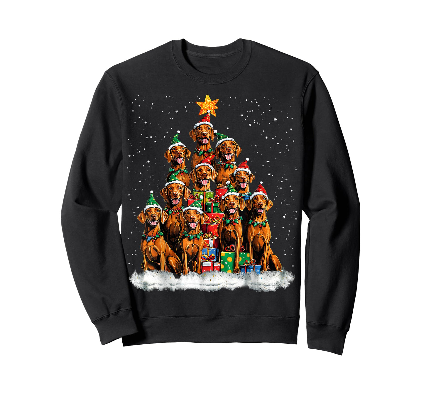 Vizsla Christmas Tree Dog Santa Xmas Boys Girls Merry Dogmas T-Shirt
