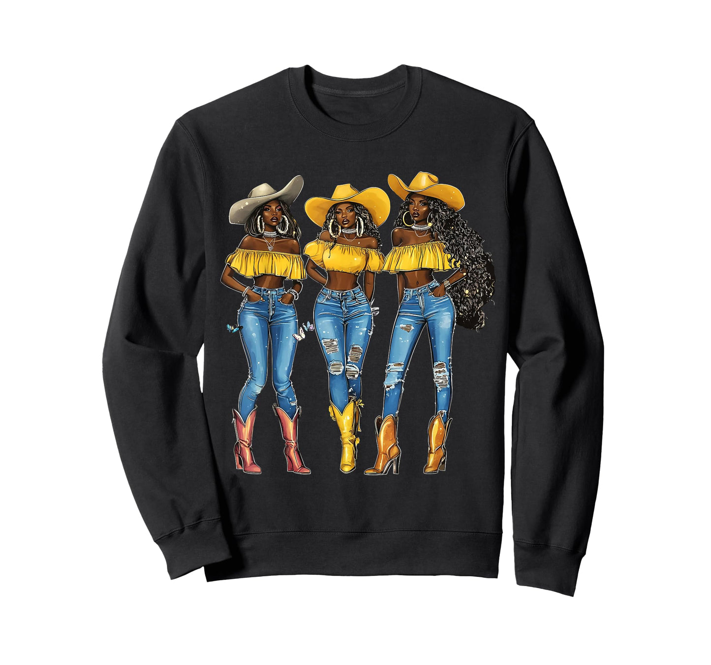 Black African American Cowgirl Western Country Texas Rodeo T-Shirt