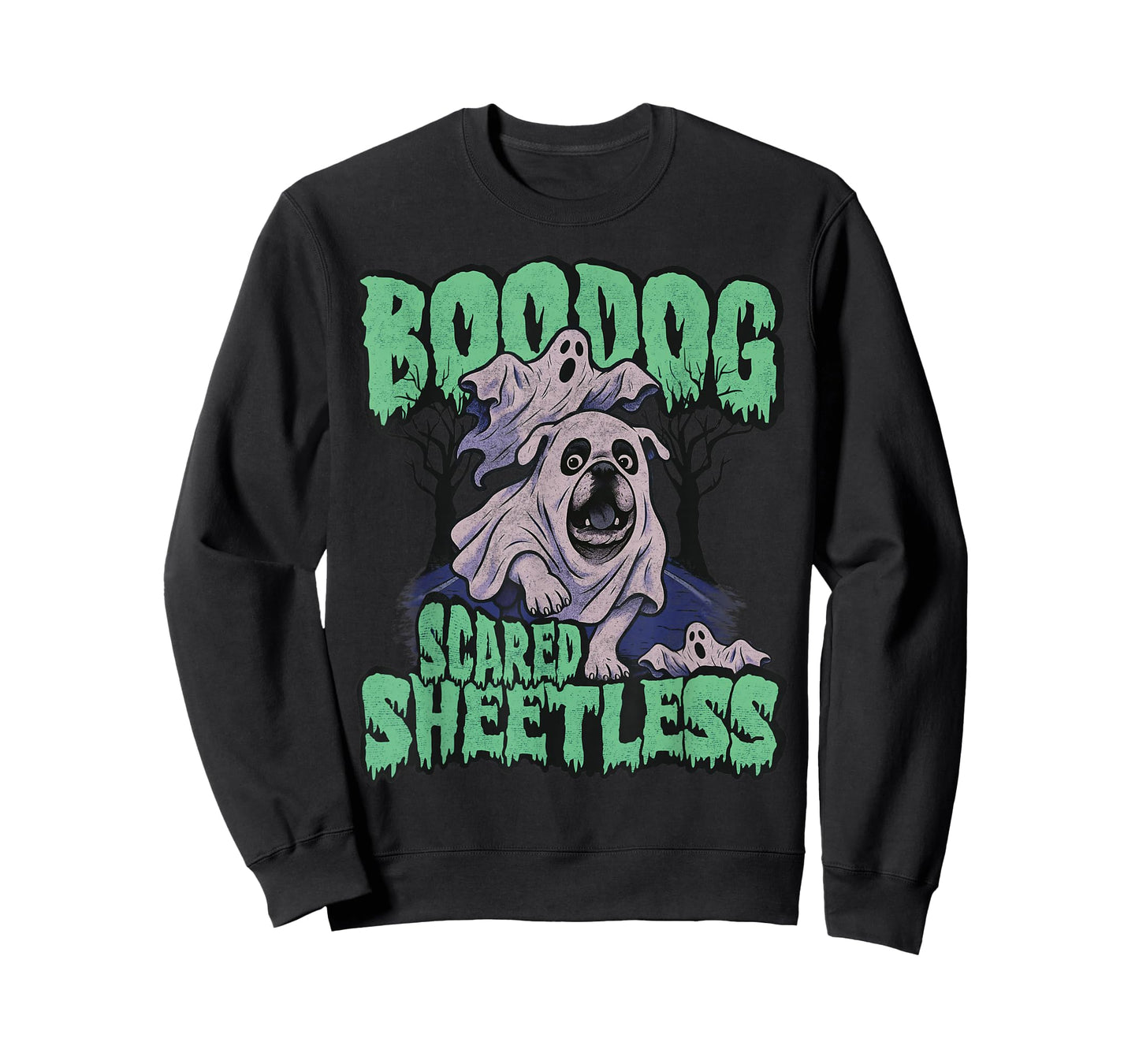Funny Scared English Bulldog Halloween, Boodog Ghost Dog Mom T-Shirt