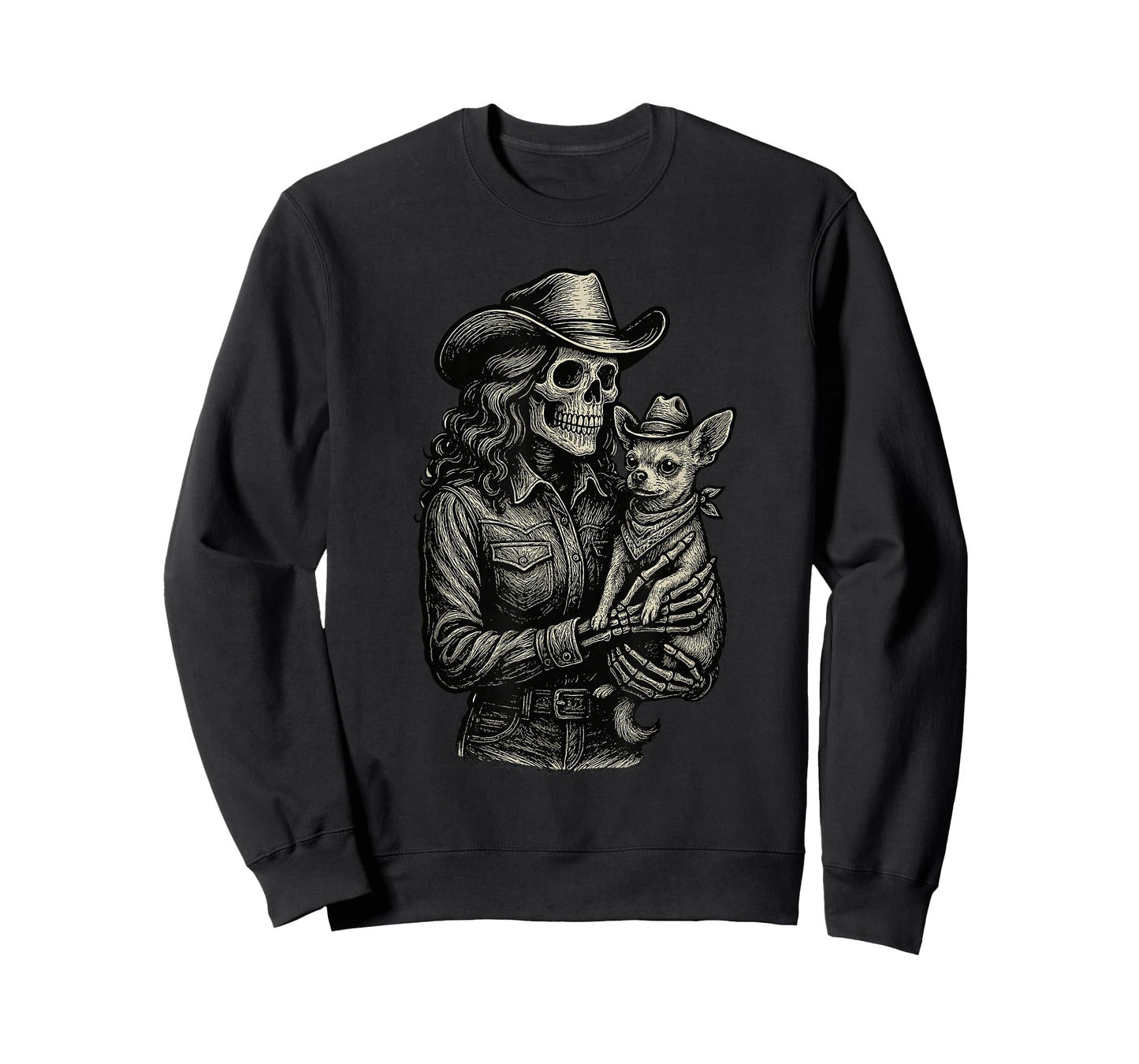 Skeleton Cowgirl Chihuahua Cowboy Goth Skull Western Gothic T-Shirt