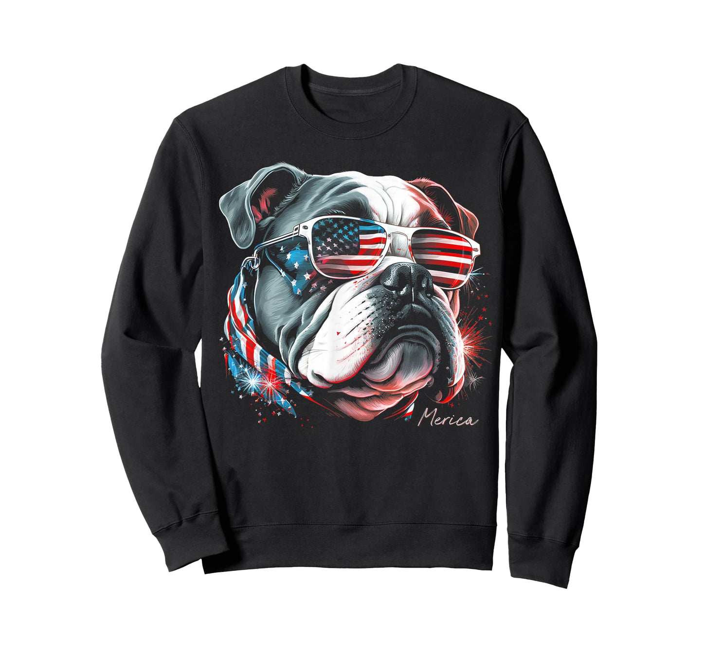 English Bulldog Dog 4th of July American Flag USA Funny T-Shirt