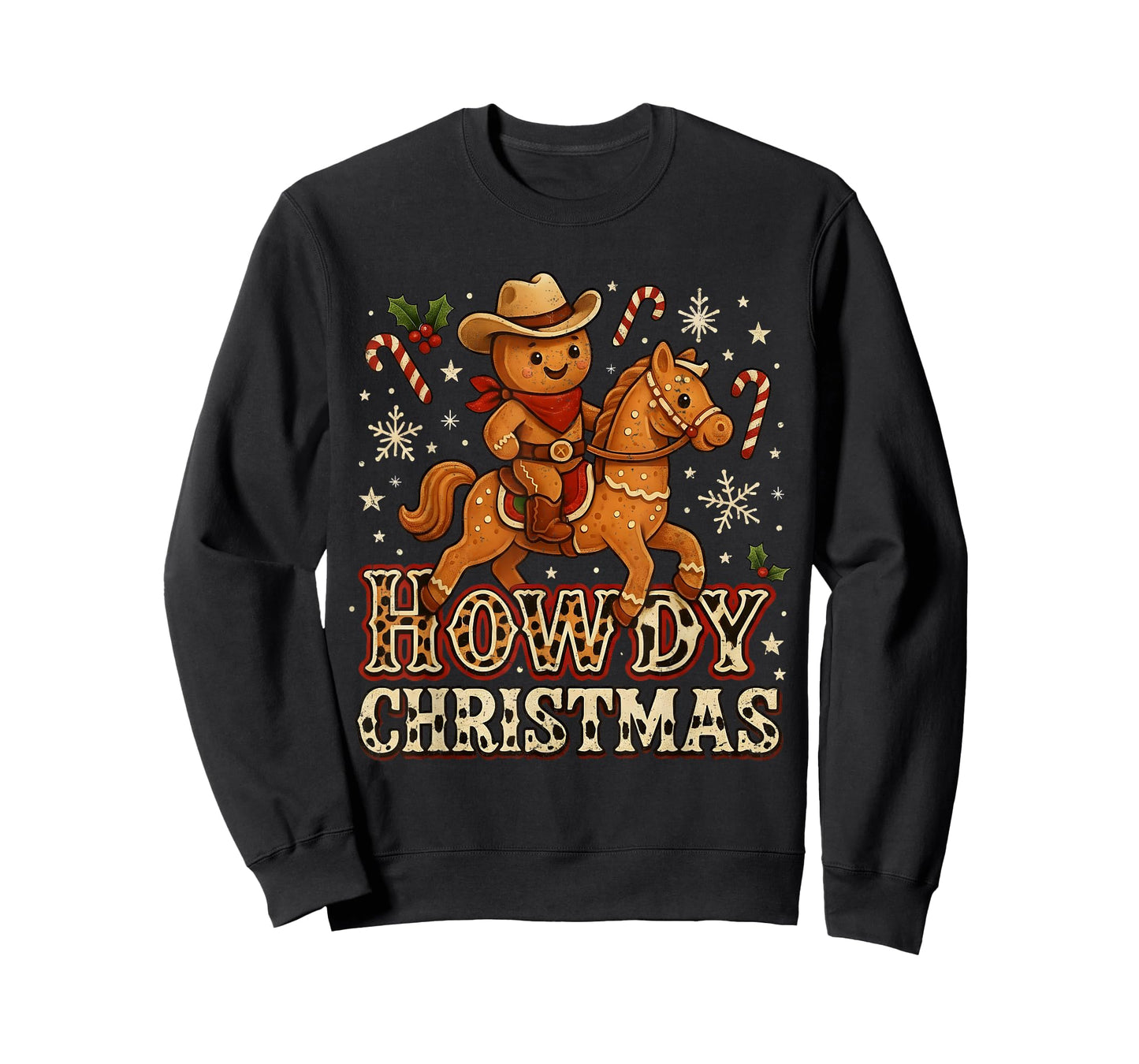 Howdy Christmas Cowboy Gingerbread Design T-Shirt