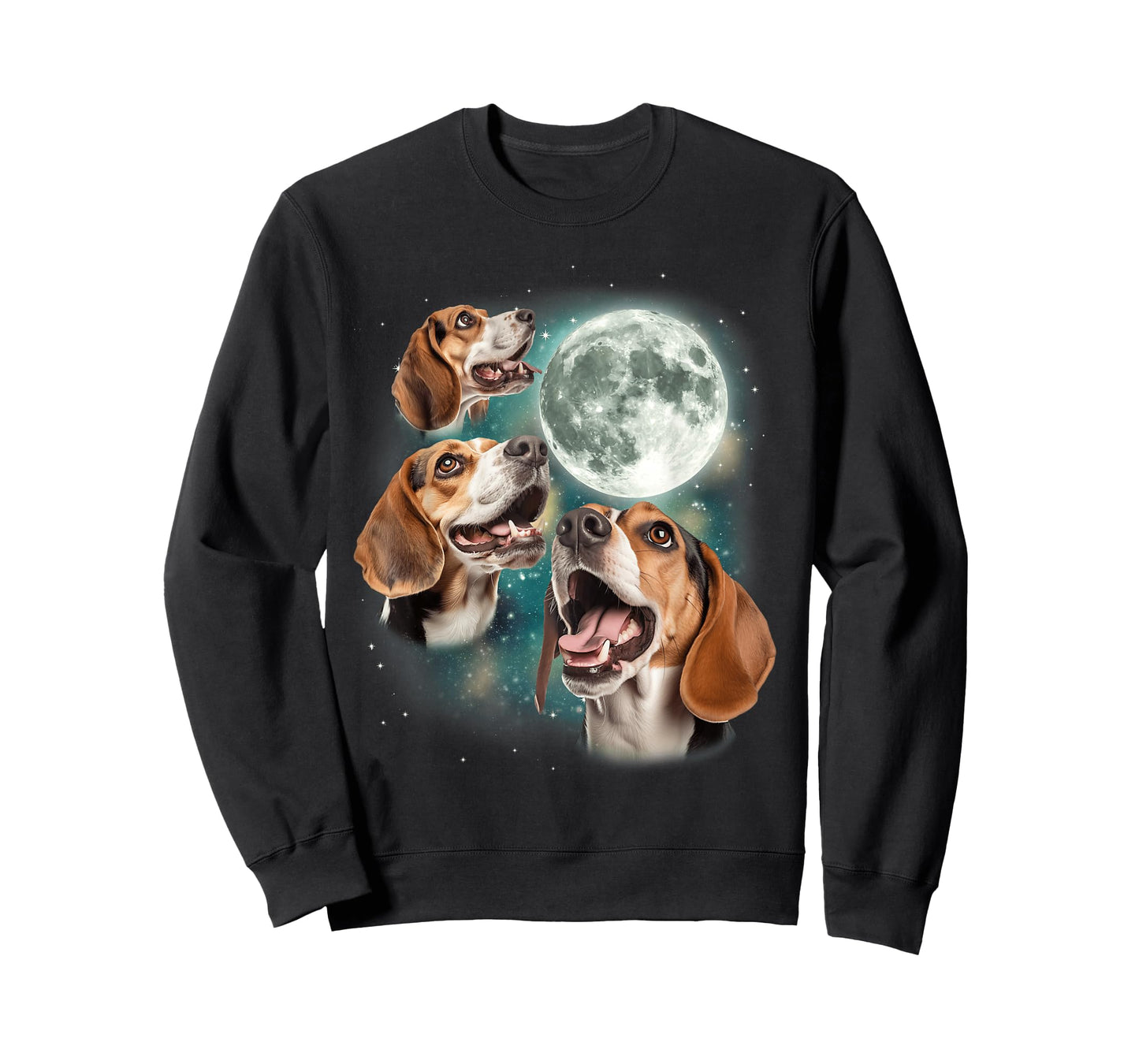 Three Beagle Moon | 3 Howling Beagles Funny Dog Canine Meme T-Shirt