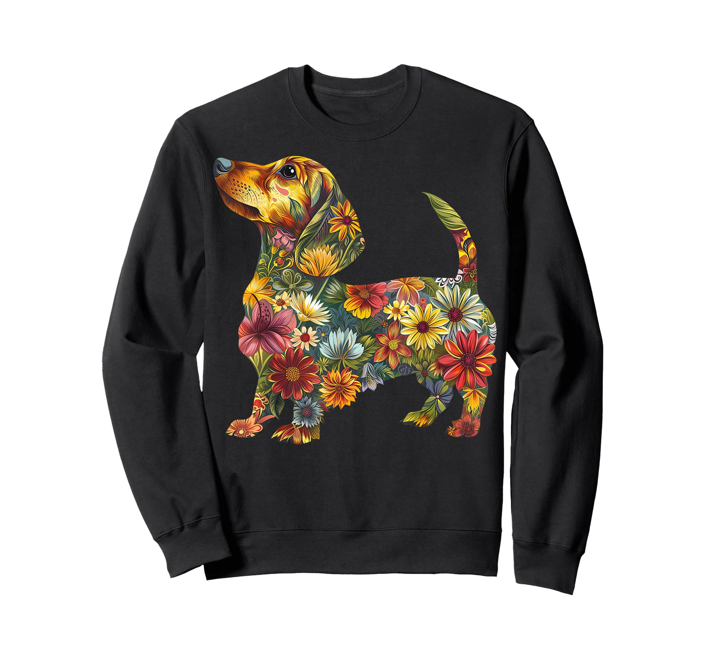 Floral Dachshund Cute Pet Dog Animal Lover Doxie Mama Women T-Shirt