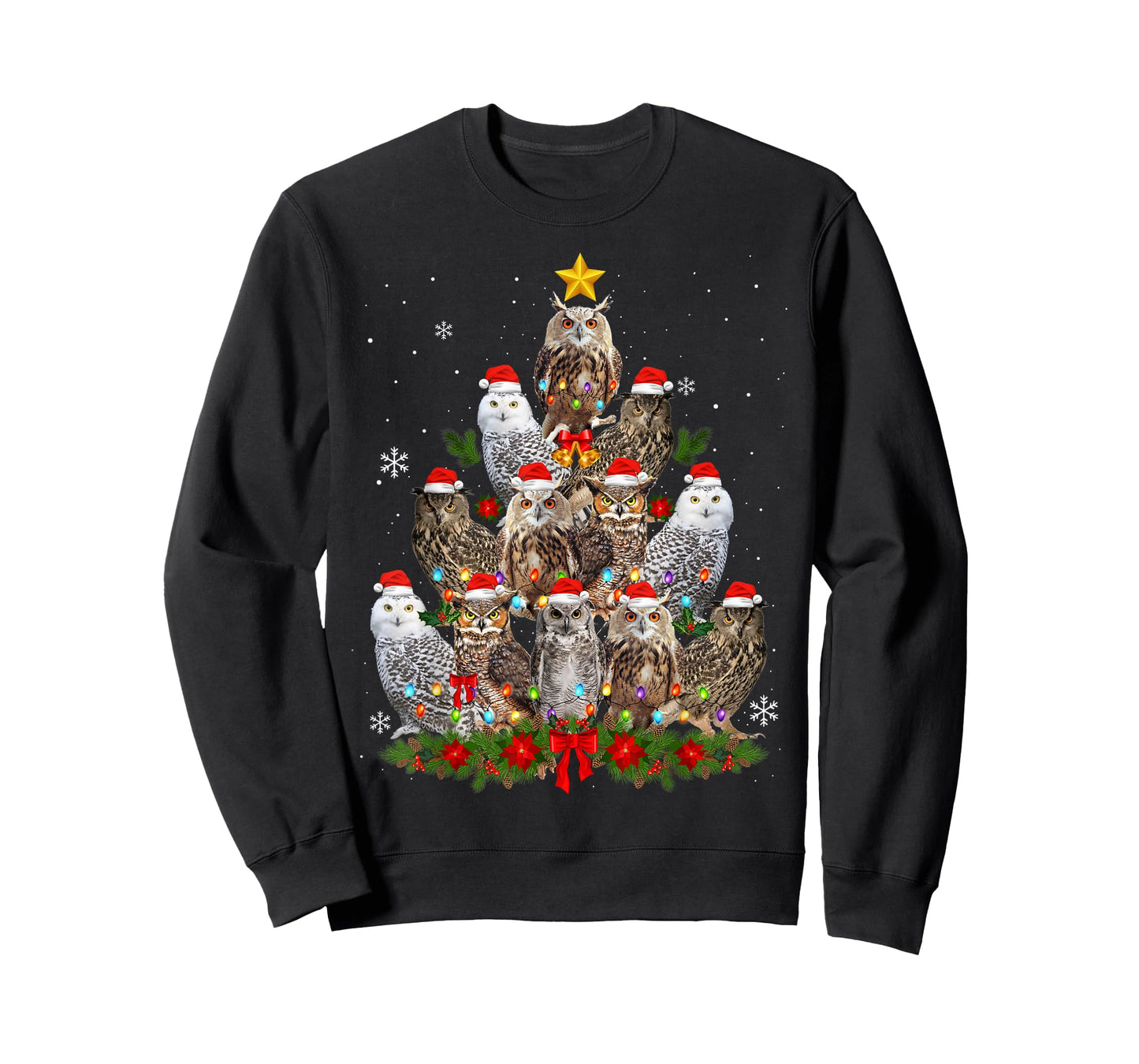 Owl Christmas Tree Owl Xmas Lights Cute Christmas Matching T-Shirt