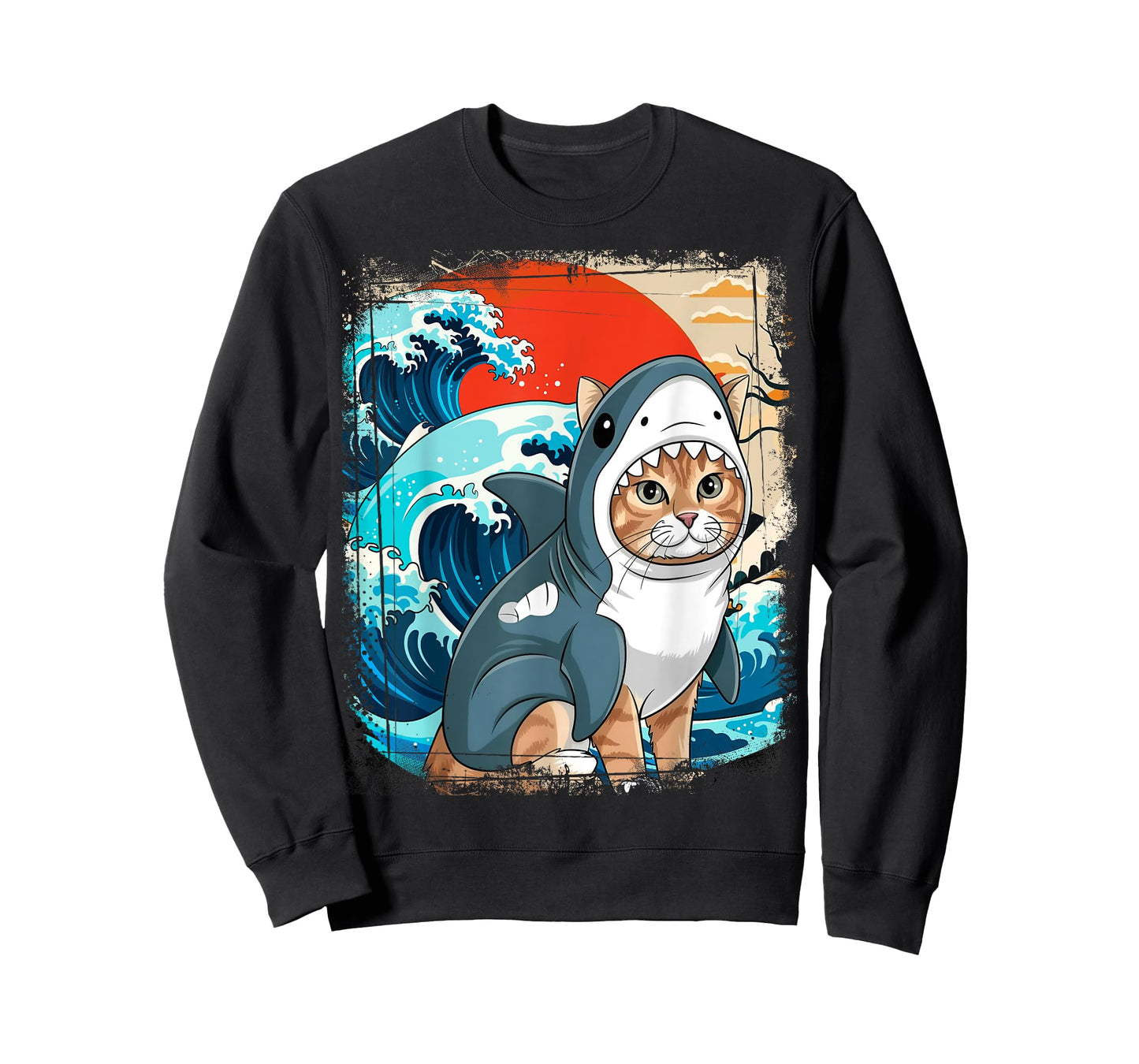 Japanese Art and Japan Shark Cat T-Shirt