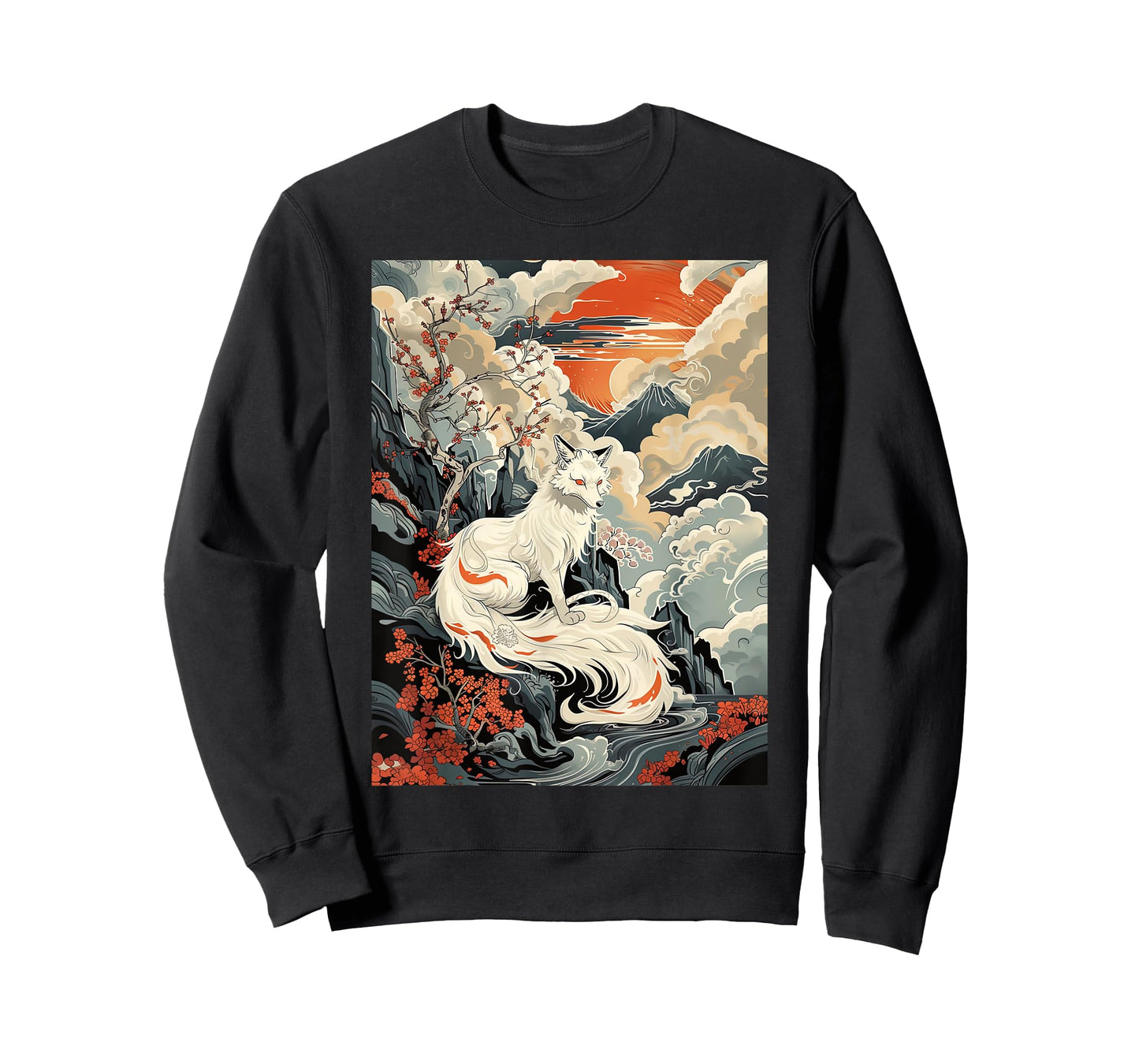 Vintage Japanese Woodblock Art Of Nine Tails Fox Kitsune Art T-Shirt