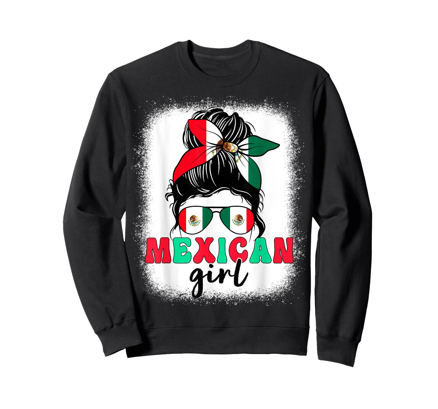 Mexican Girl Messy Bun Mexico Flag Patriotic Women Kids T-Shirt