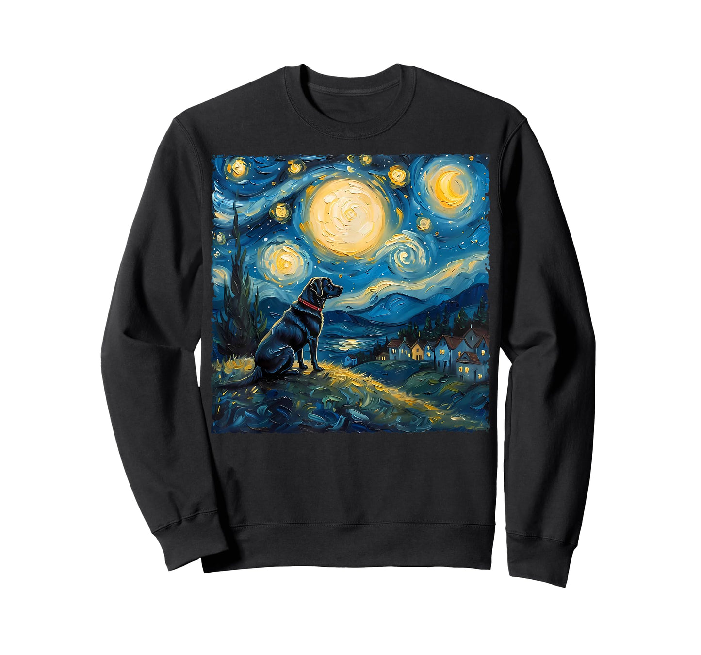 Labrador Retriever Dog Lovers Starry Night Van Gogh Style T-Shirt
