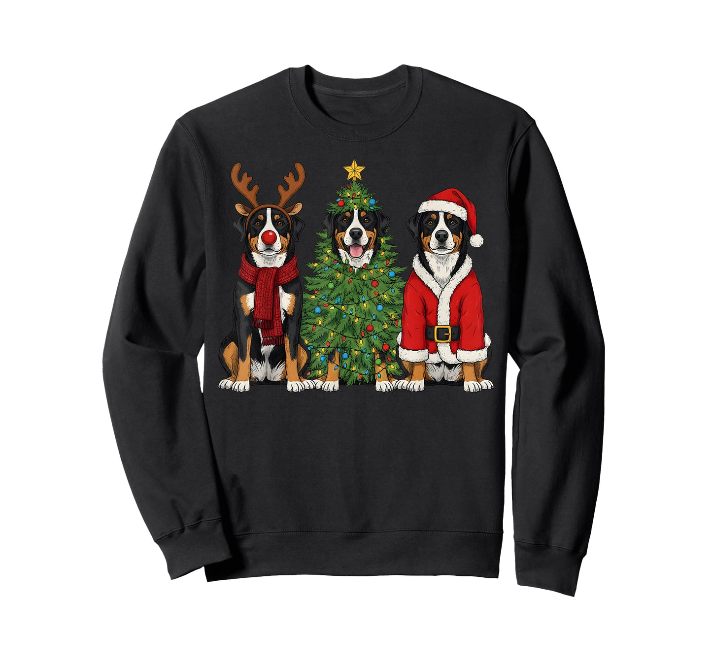 Retro Christmas Greater Swiss Mountain Dog Santa Reindeer T-Shirt