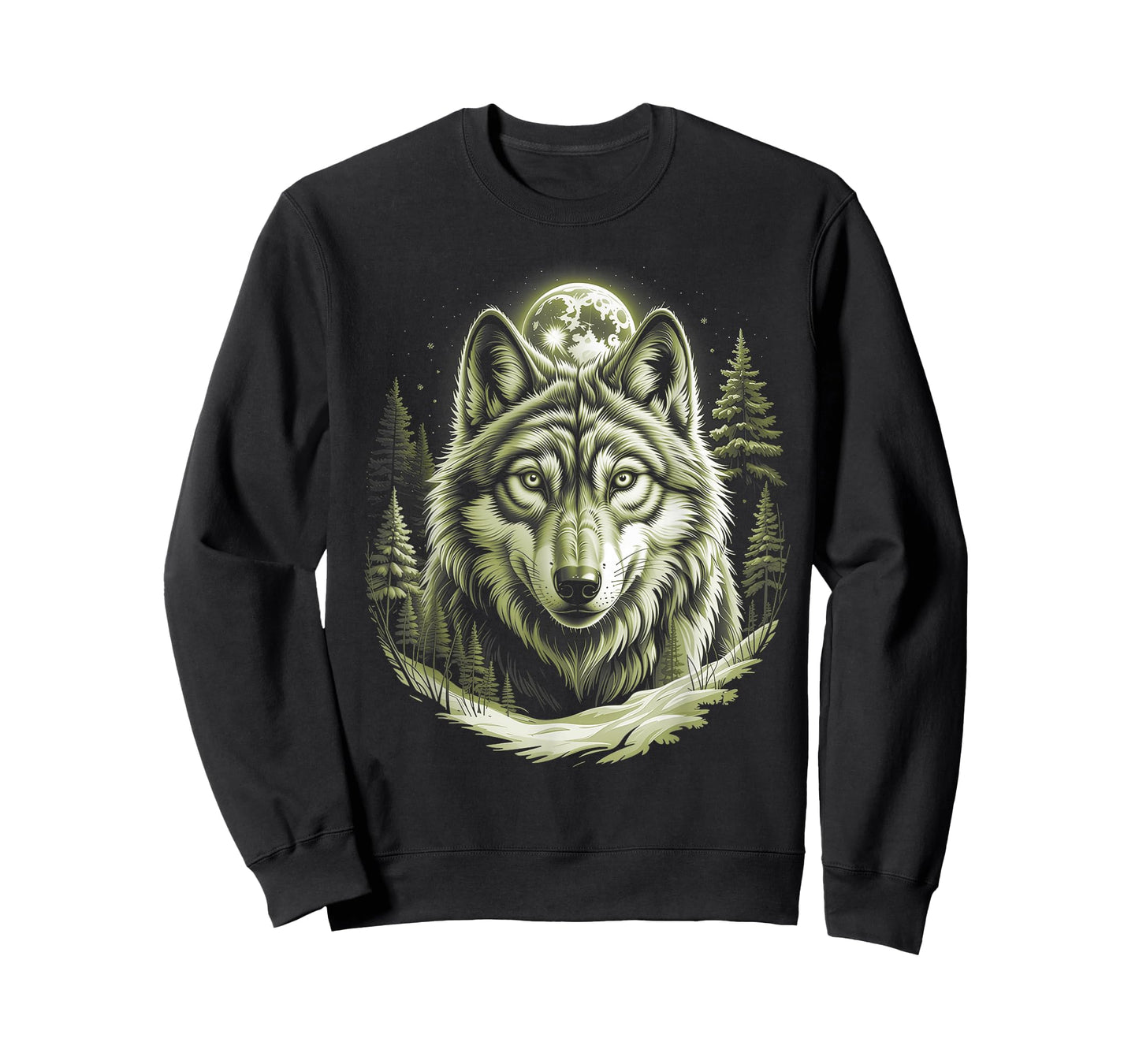 Wolf Portrait Moon Wildlife Forest T-Shirt