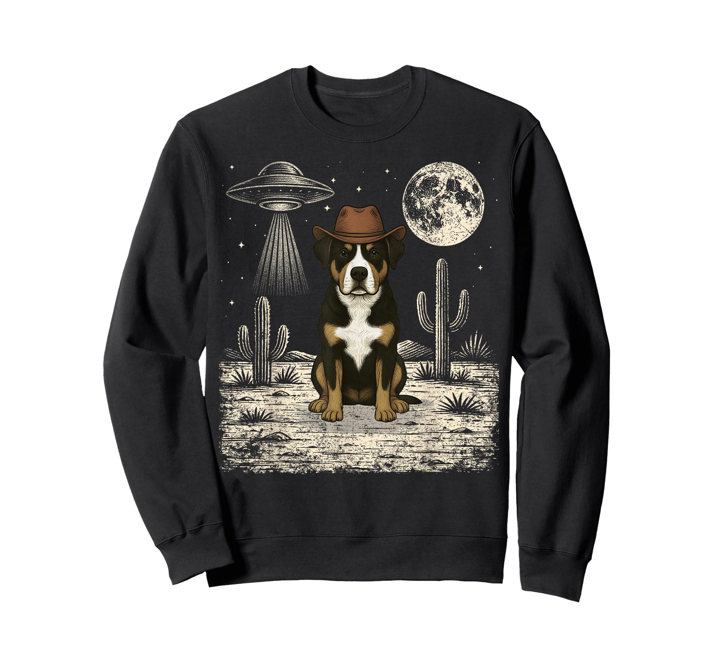 Funny Greater Swiss Mountain Dog Cowboy Western UFO T-Shirt