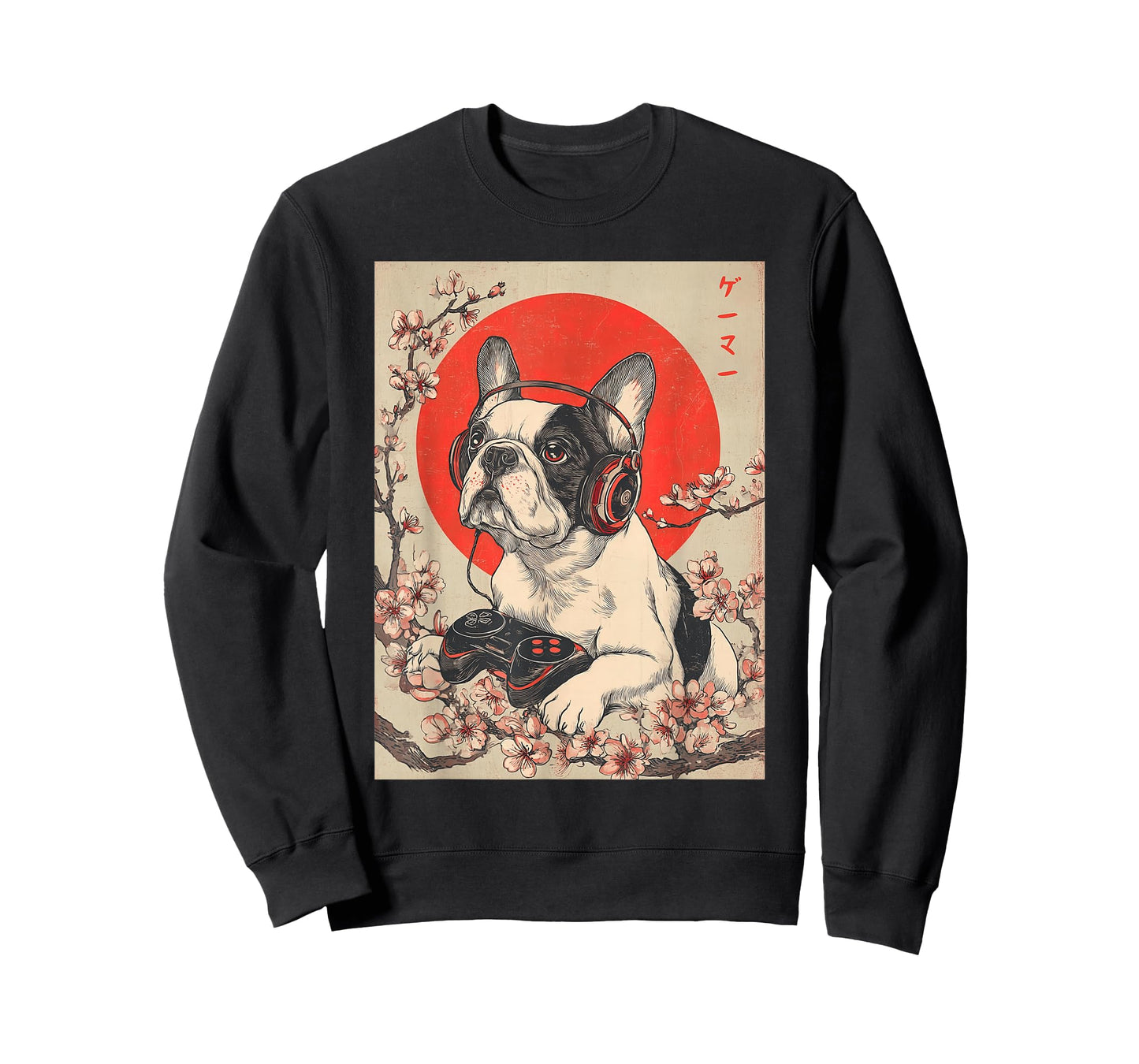 Gamer French Bulldog Video Game Japanese Ukiyo-e Art Gaming T-Shirt