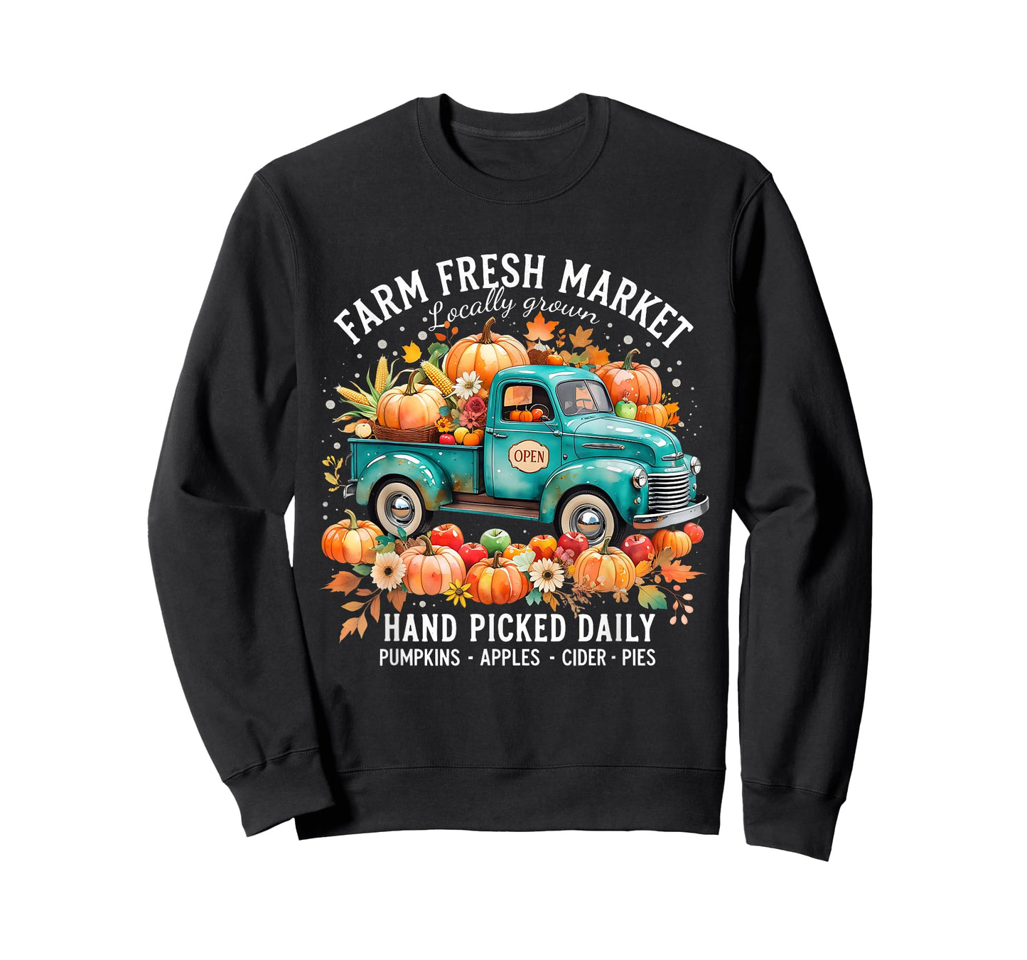 Farm Fresh Market Vintage Truck Pumpkin Fall T-Shirt