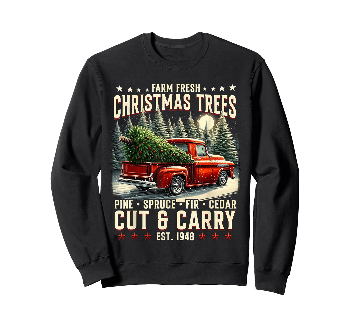 Farm Fresh Christmas Trees Vintage Red Truck Art T-Shirt