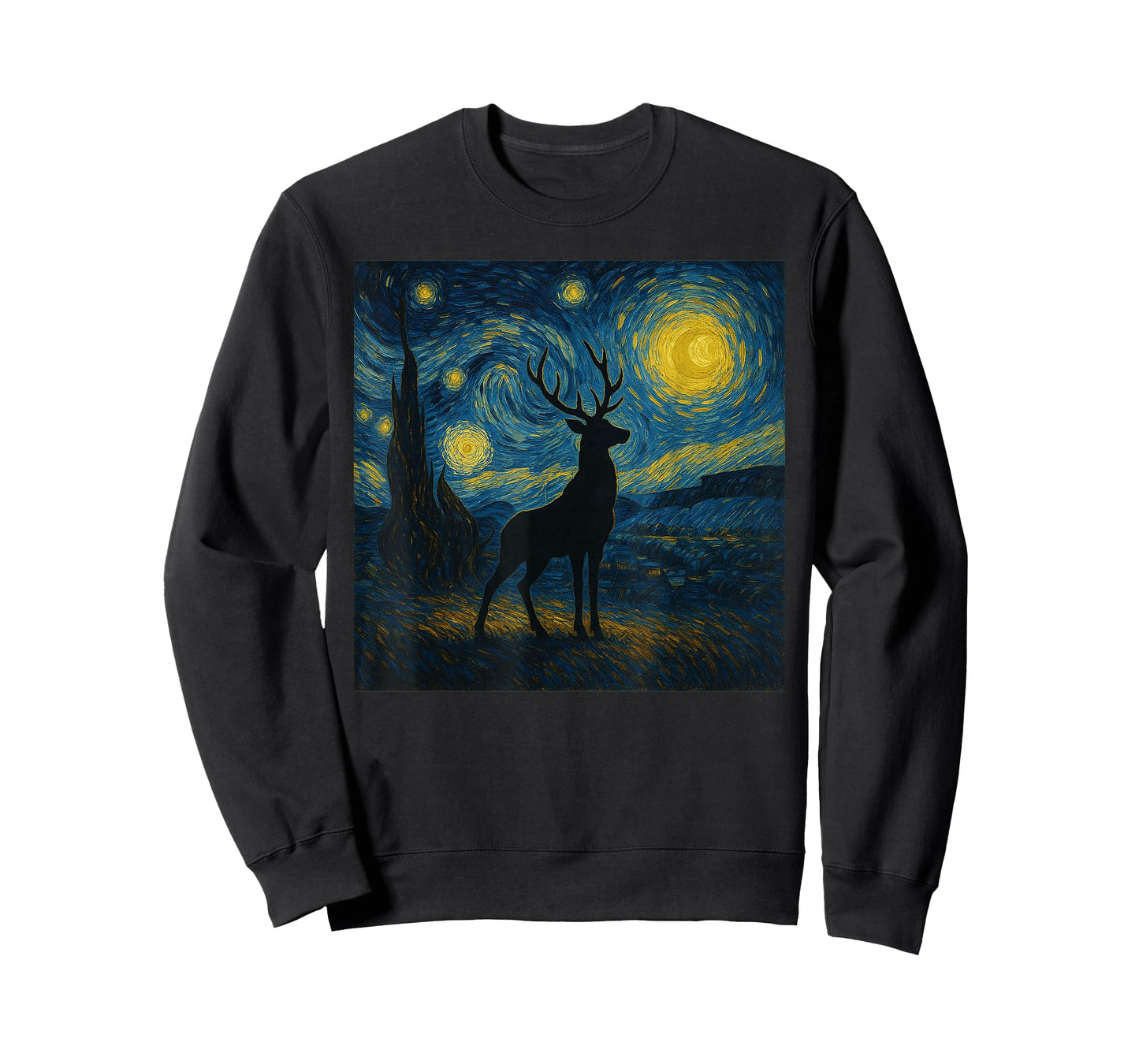 Starry Night Van Gogh Deer Funny Graphic T-Shirt