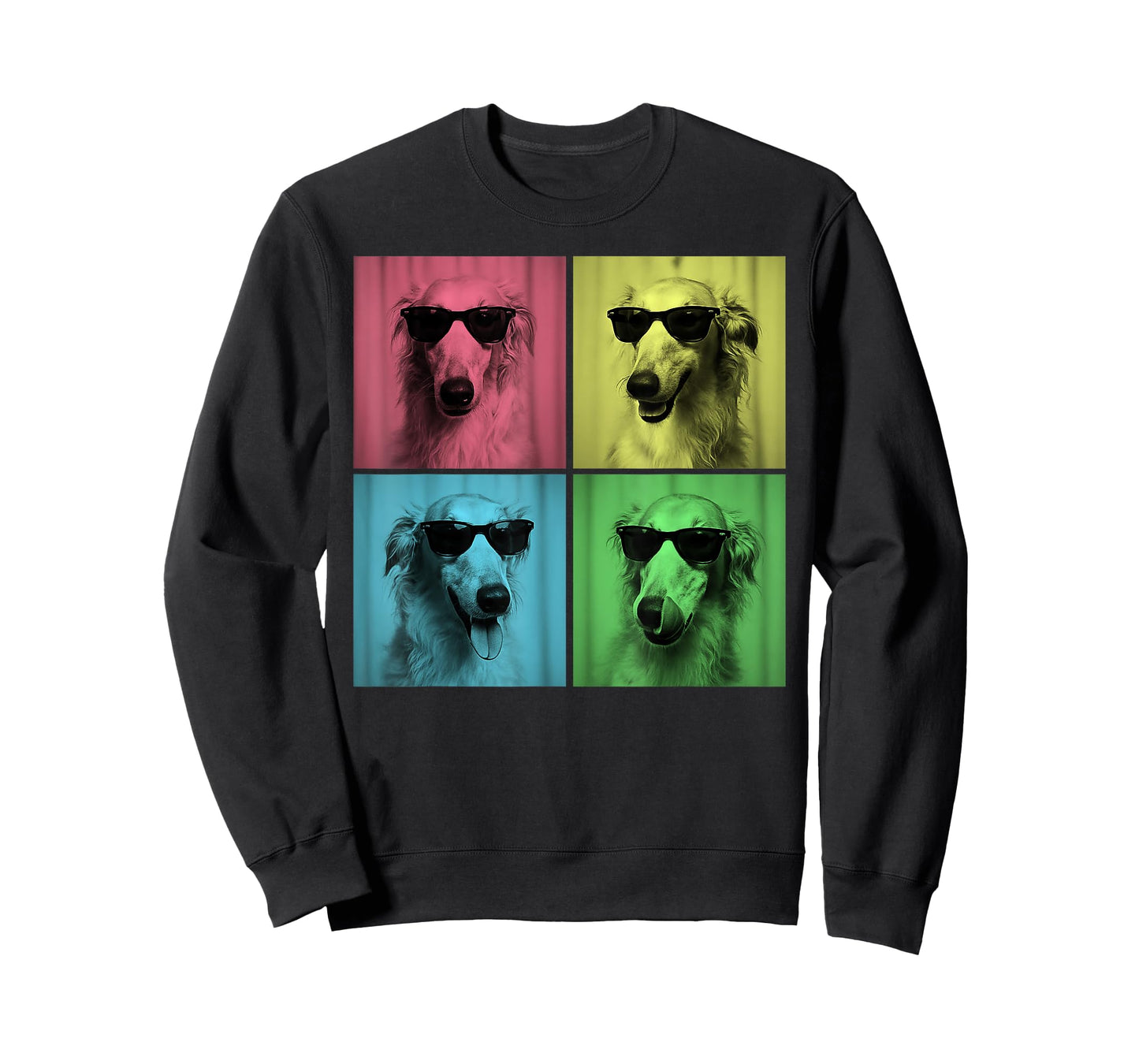 Borzoi Pop Art Funny Borzoi Dog Lover Photo Booth T-Shirt for Men Women Kids