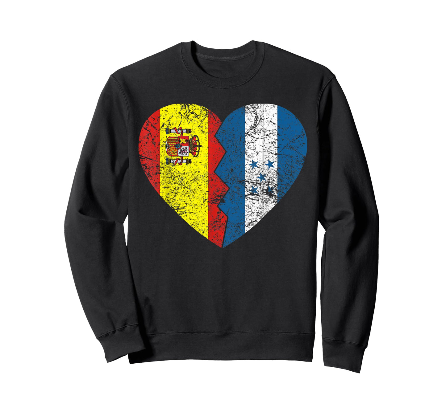 Spanish Honduran Flags Heart | Honduras Spain Roots Vintage T-Shirt