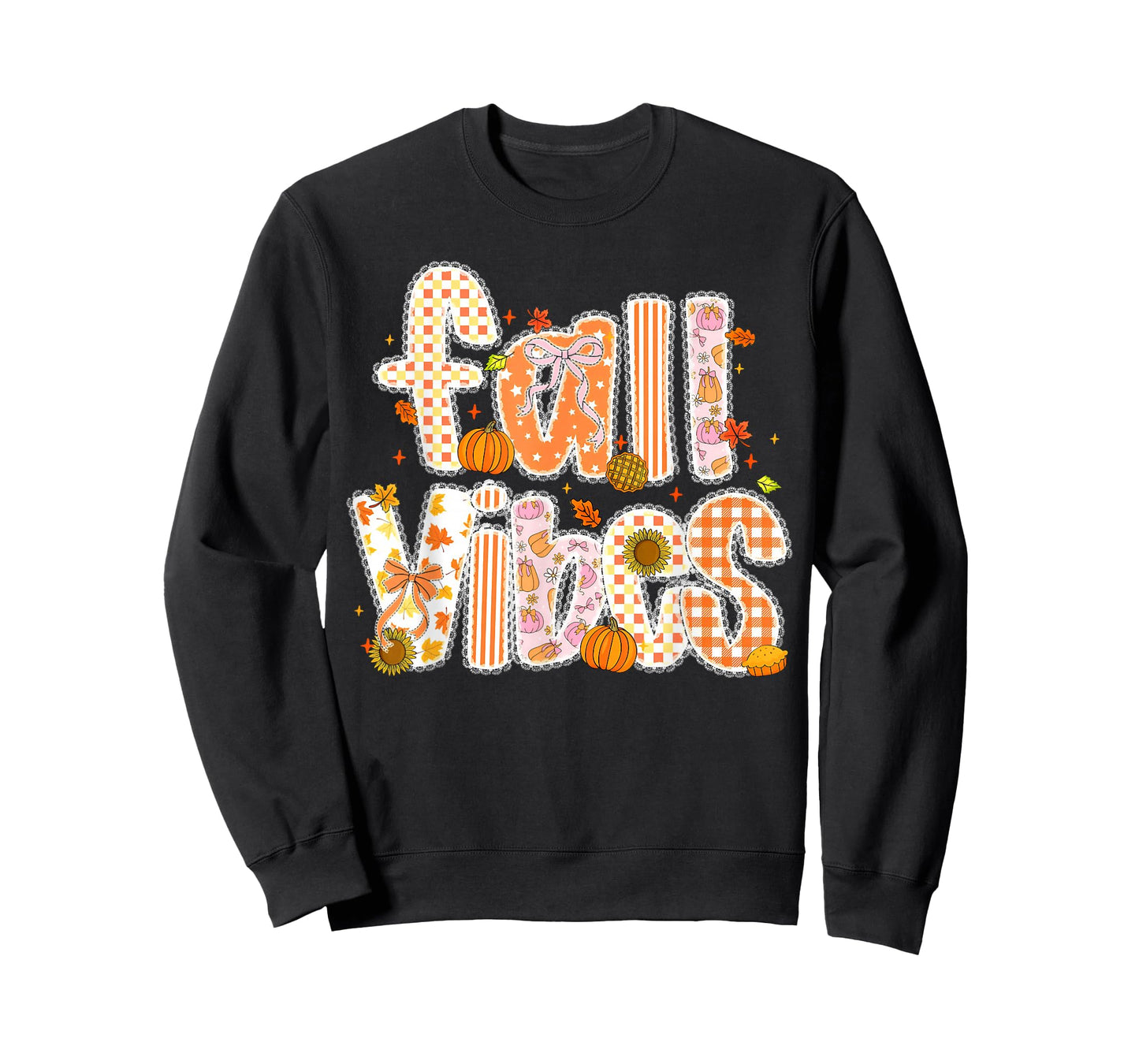 Fall Vibes Pumpkin Coquette Bow Autumn Leaves Thanksgiving T-Shirt