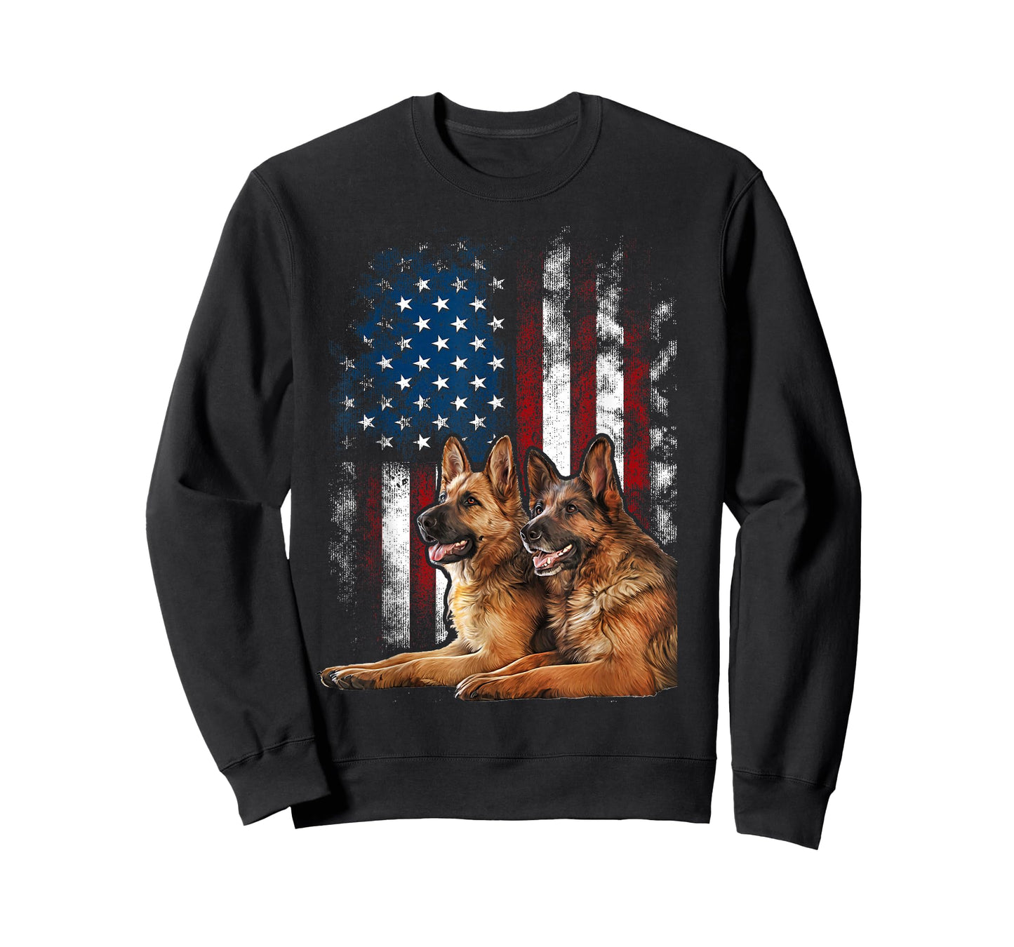 Vintage Patriotic German Shepherd American Flag 4th of July T-Shirt