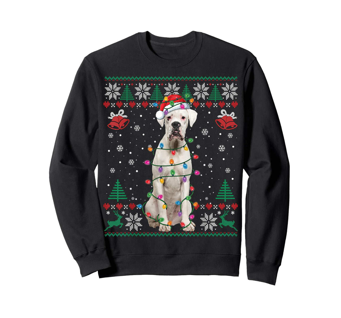 White Boxer Dog Ugly Christmas Sweater Funny Xmas T-Shirt